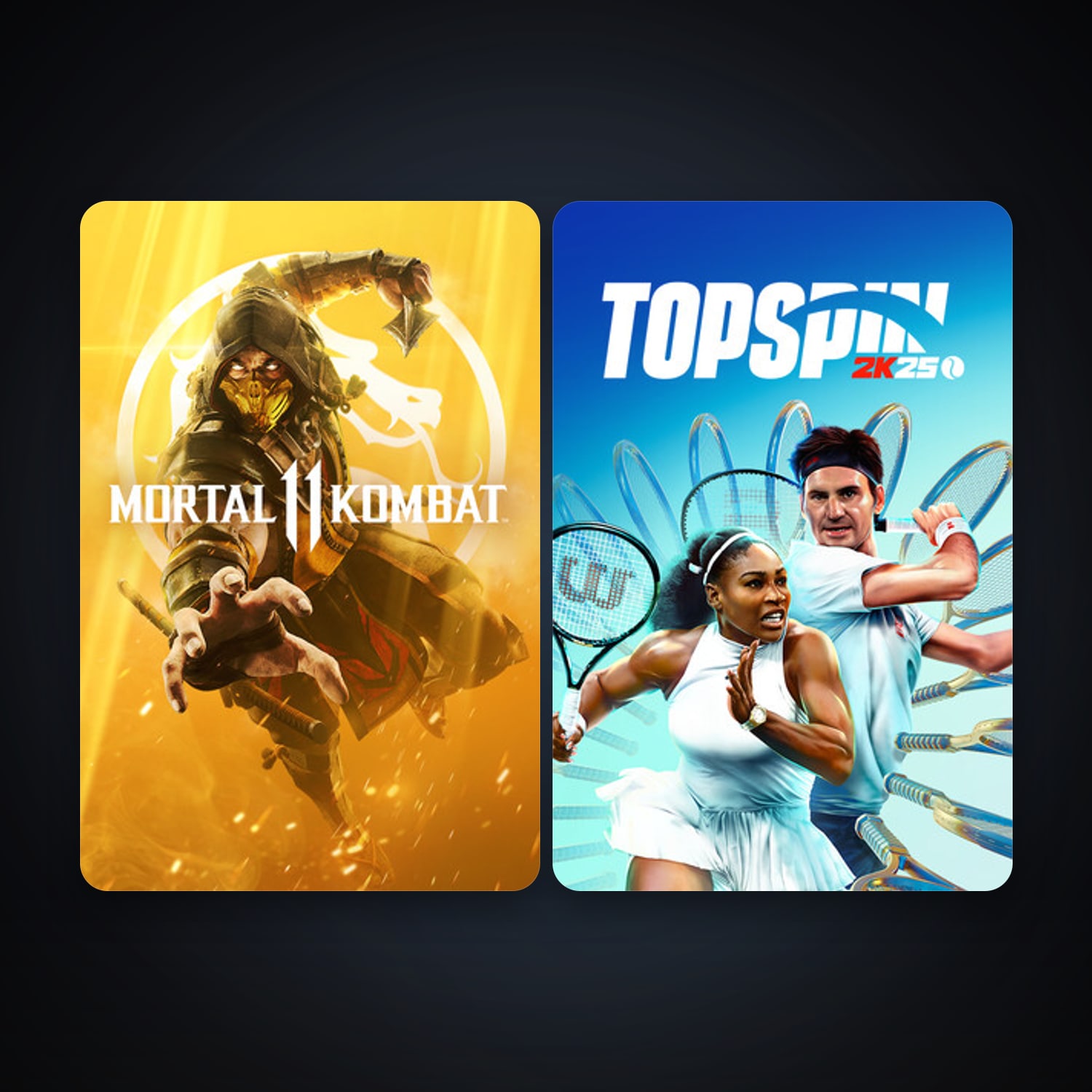 Mortal Kombat 11 + TopSpin 2K25, 2 games, clean — HabibiAccounts
