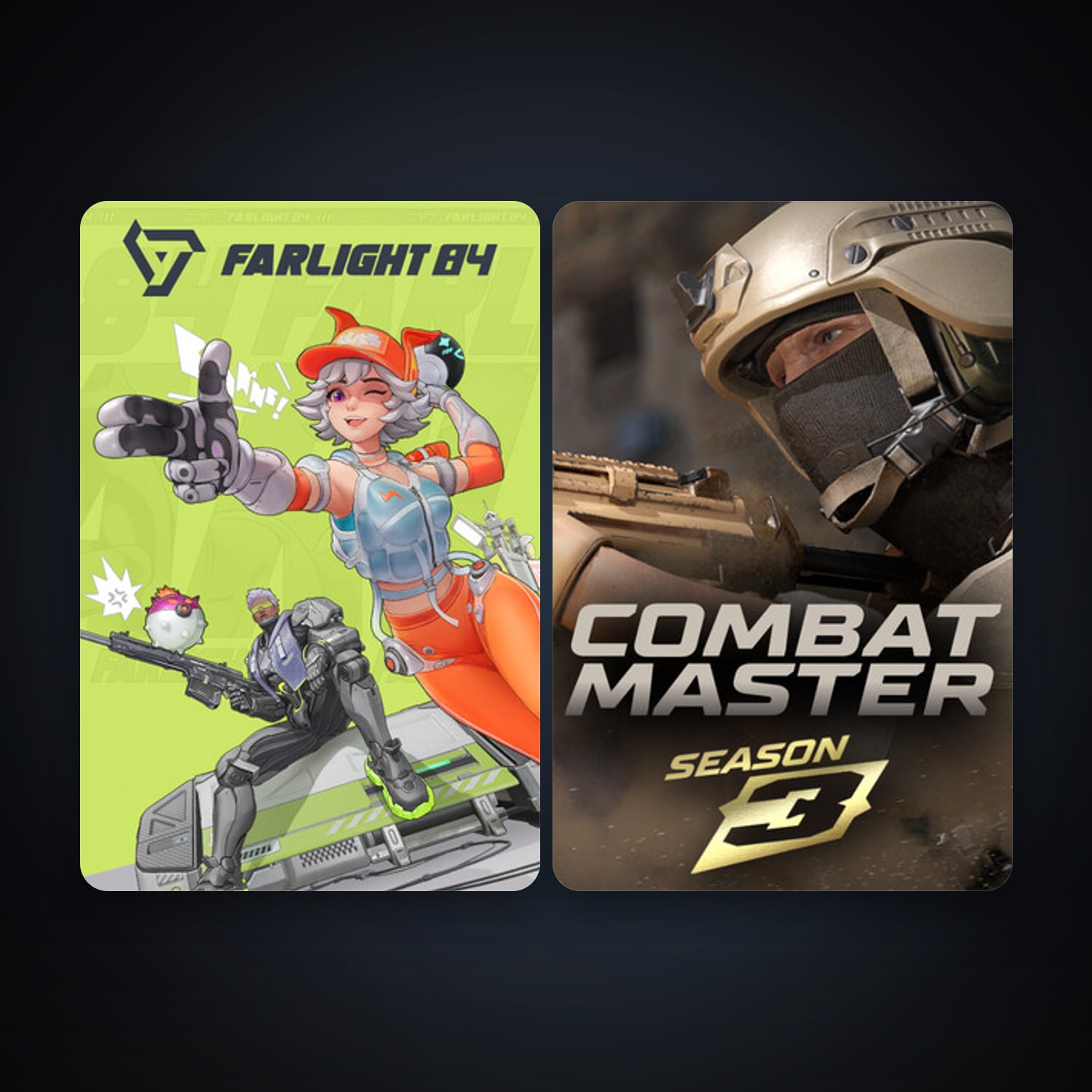 Farlight 84 + Combat Master: Season 1, 4 games, clean — HabibiAccounts