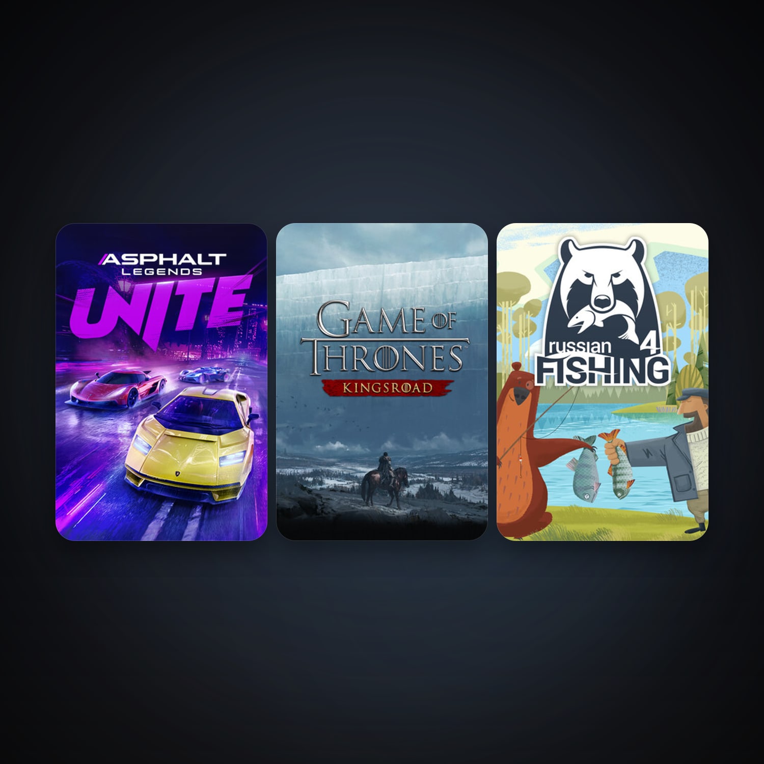 Russian Fishing 4 + Asphalt Legends Unite, 6 games, clean — HabibiAccounts