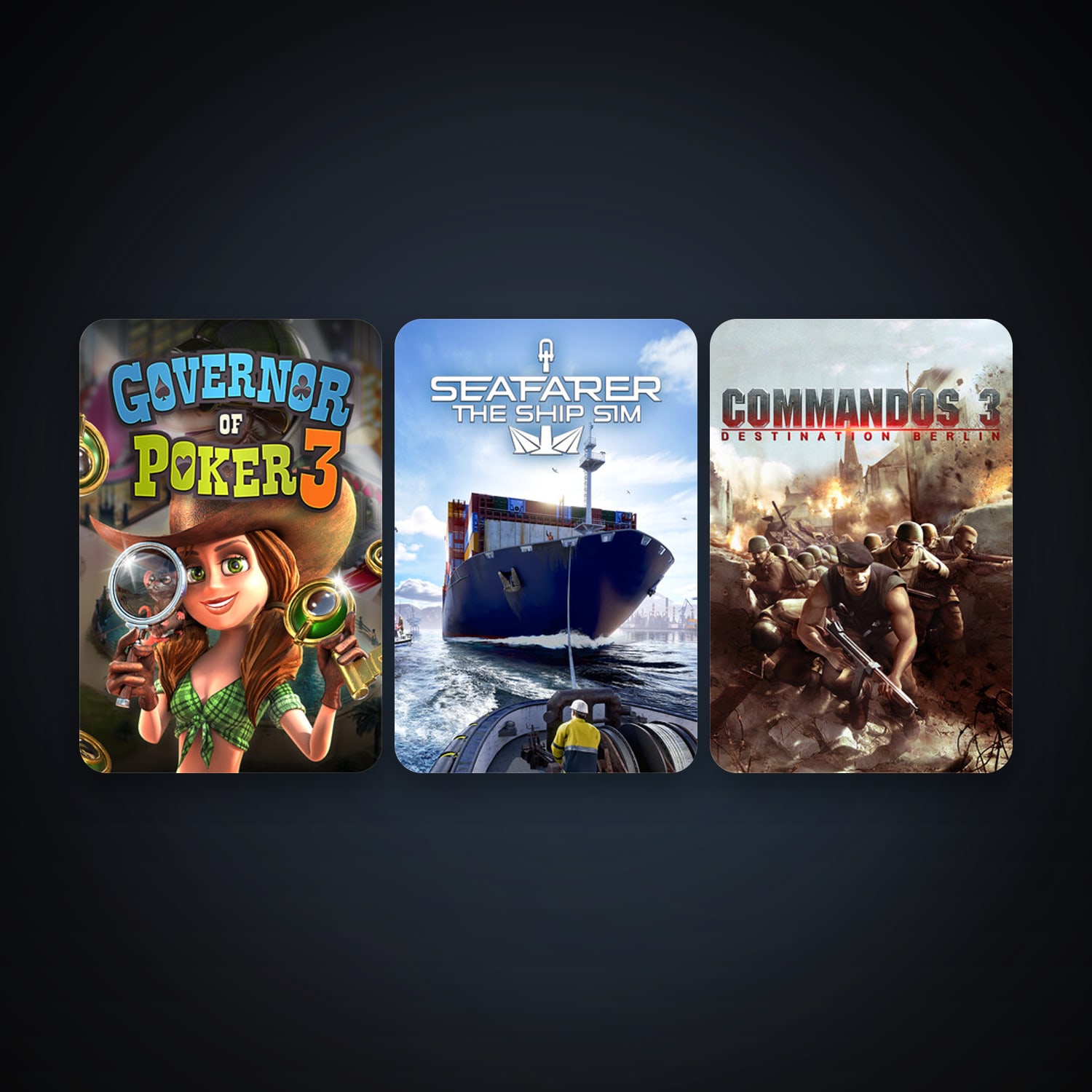 Commandos 3: Destination Berlin + Governor of Poker 3, 6 games, clean — HabibiAccounts