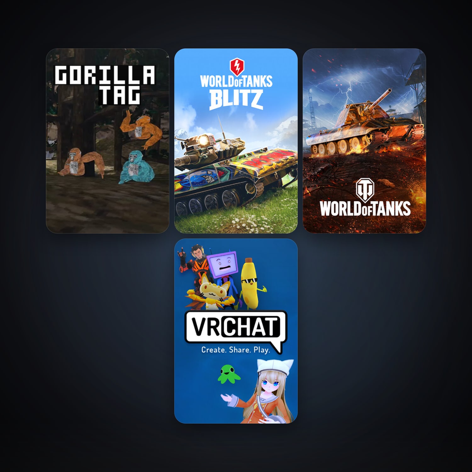 VRChat + World of Tanks Blitz, 17 games, clean — HabibiAccounts
