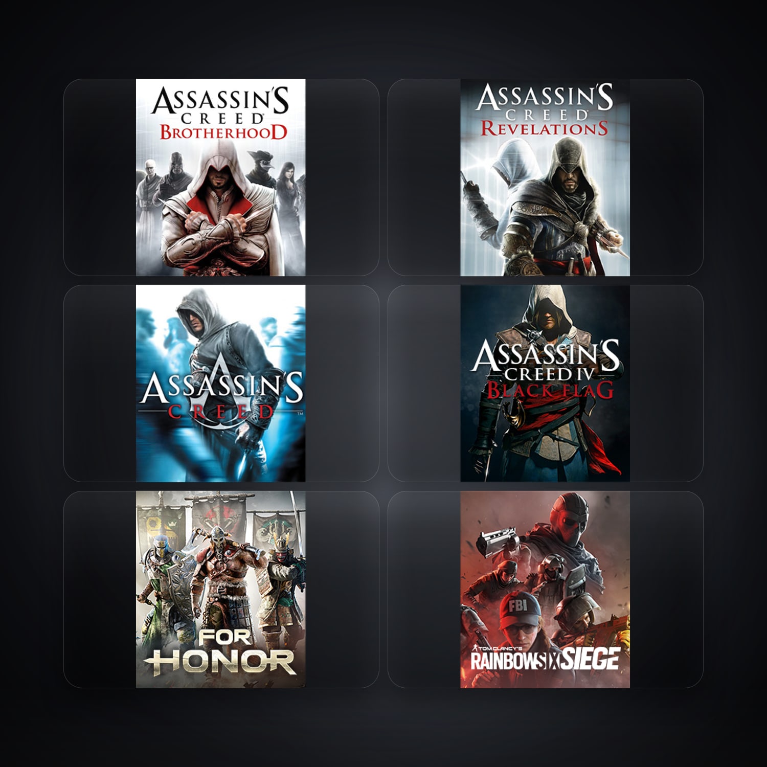 حساب يوبيسوفت فيه Assassin's Creed Brotherhood وAssassin's Creed Revelations، US، 10 ألعاب — HabibiAccounts