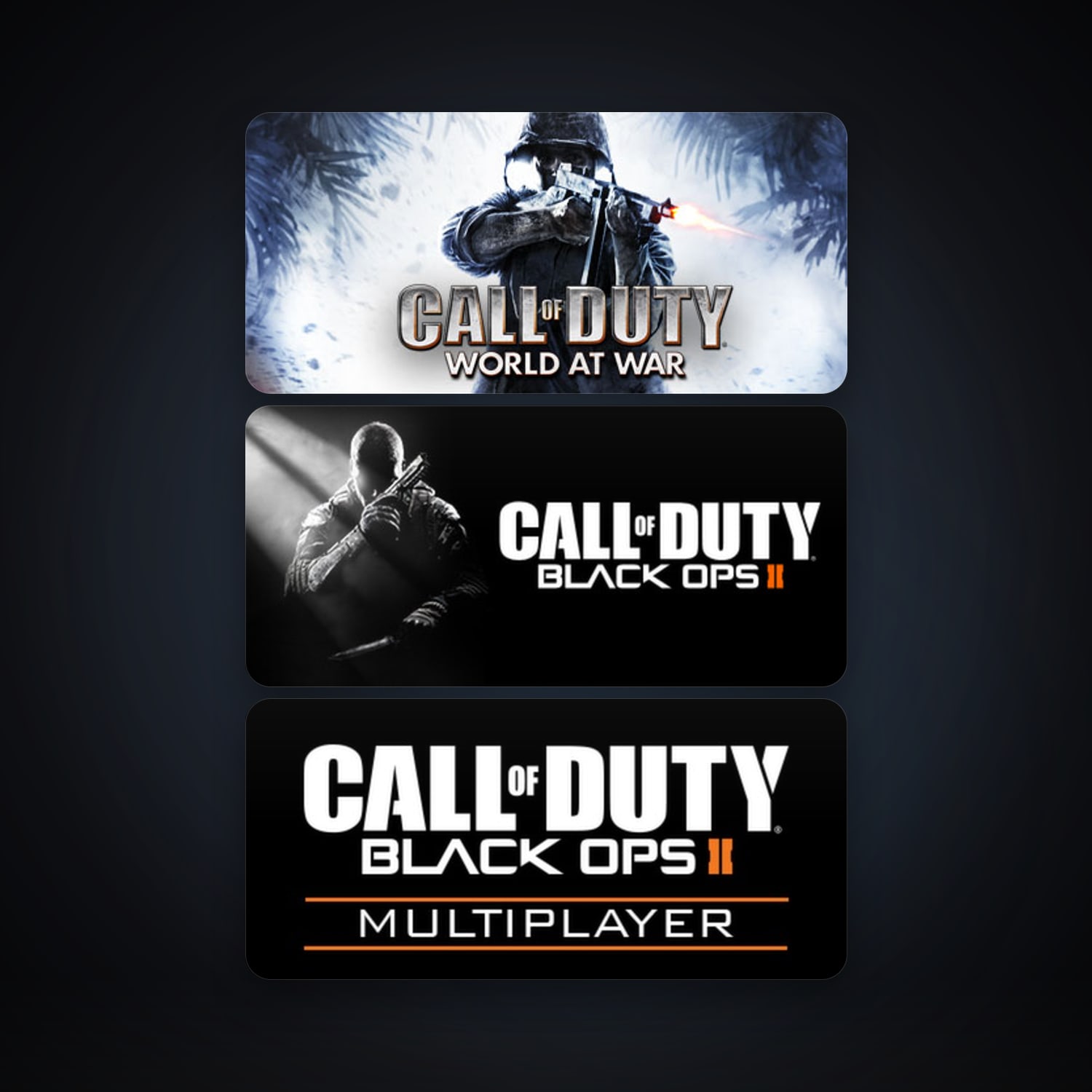Call of Duty: World at War + Call of Duty: Black Ops II, 4 games, clean — HabibiAccounts