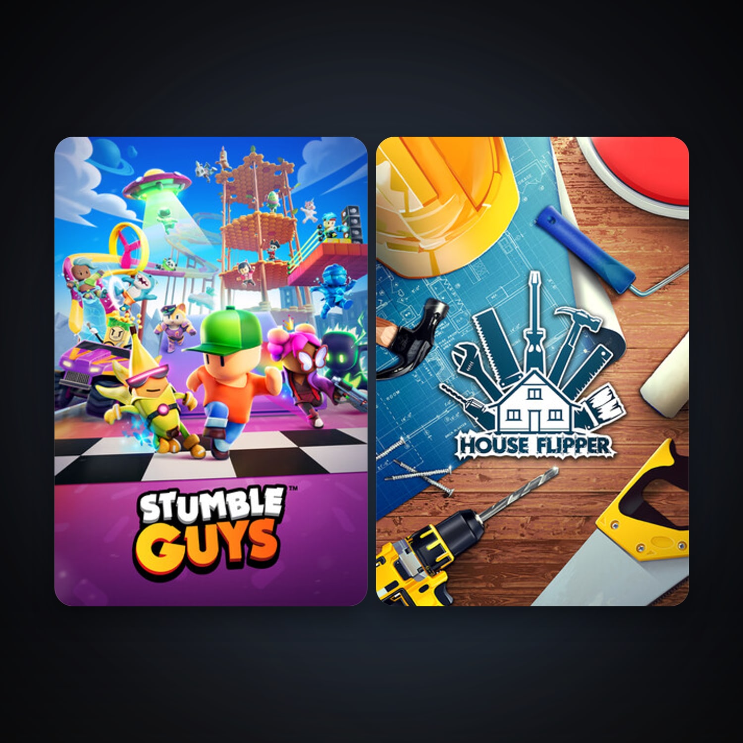 House Flipper + Stumble Guys, 5 games, clean — HabibiAccounts