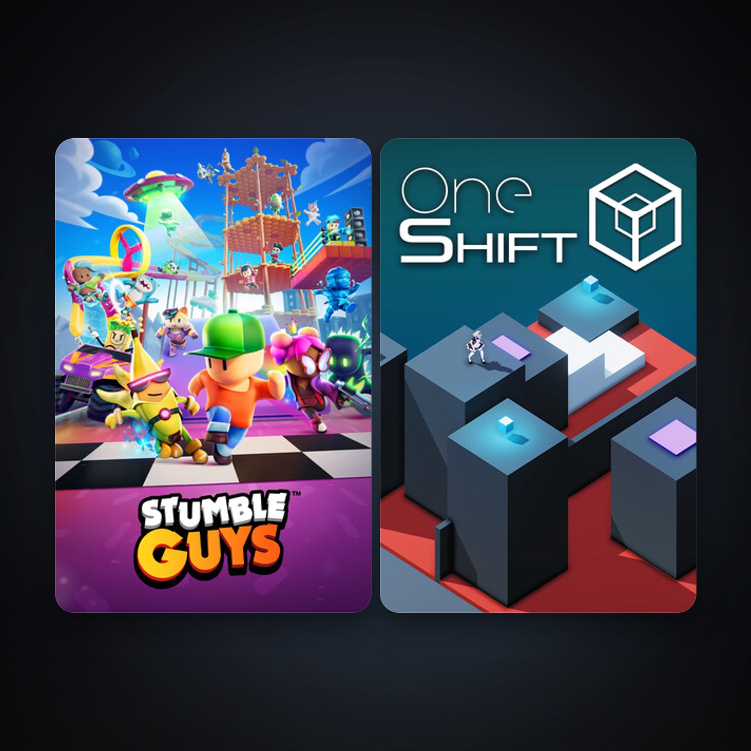 OneShift + Stumble Guys, 4 games, clean — HabibiAccounts