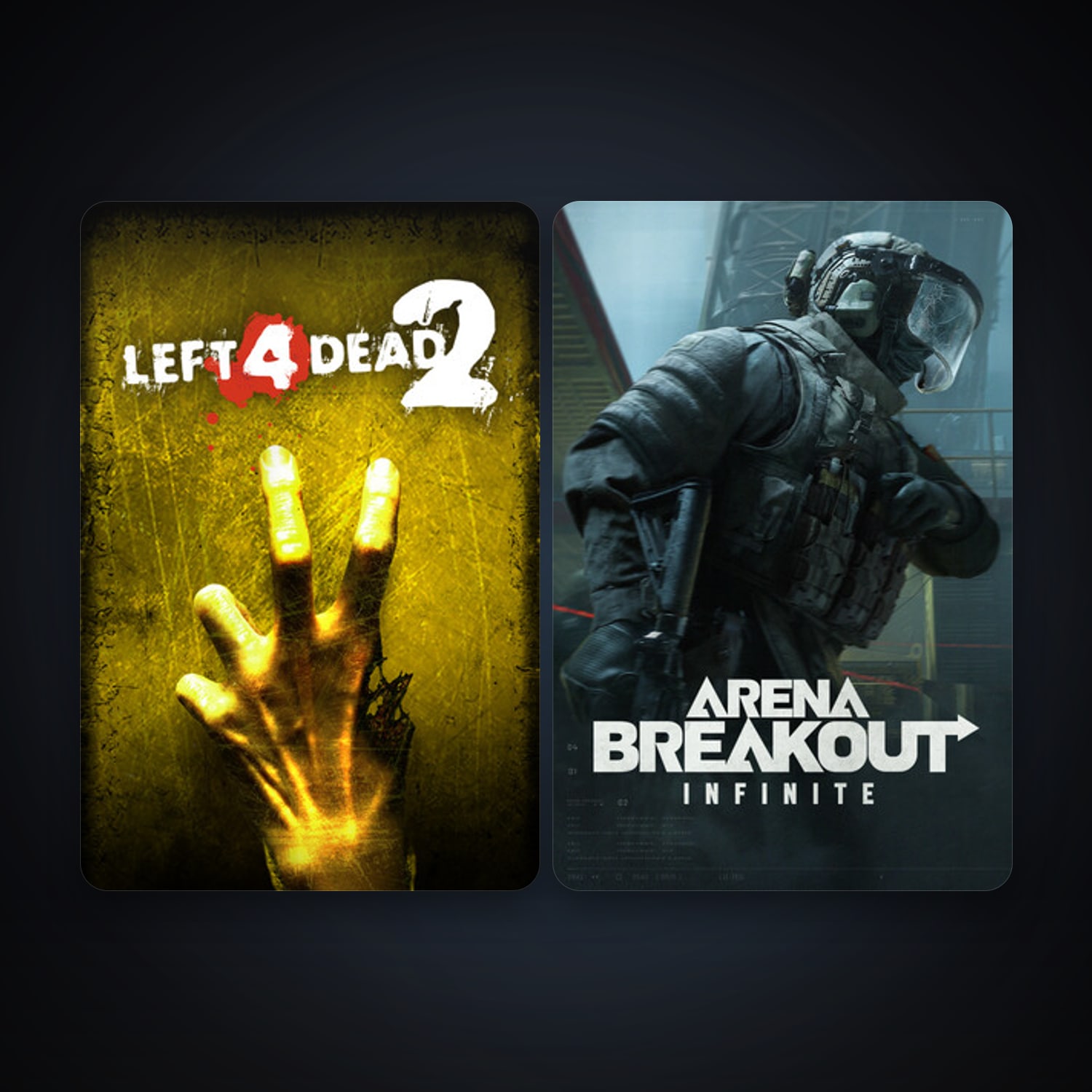 Left 4 Dead 2 + Arena Breakout: Infinite, 3 games, clean — HabibiAccounts
