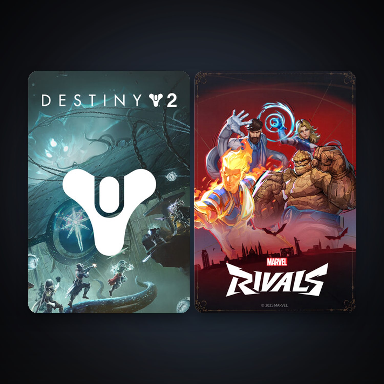 Destiny 2 + Marvel Rivals, 8 games, clean — HabibiAccounts