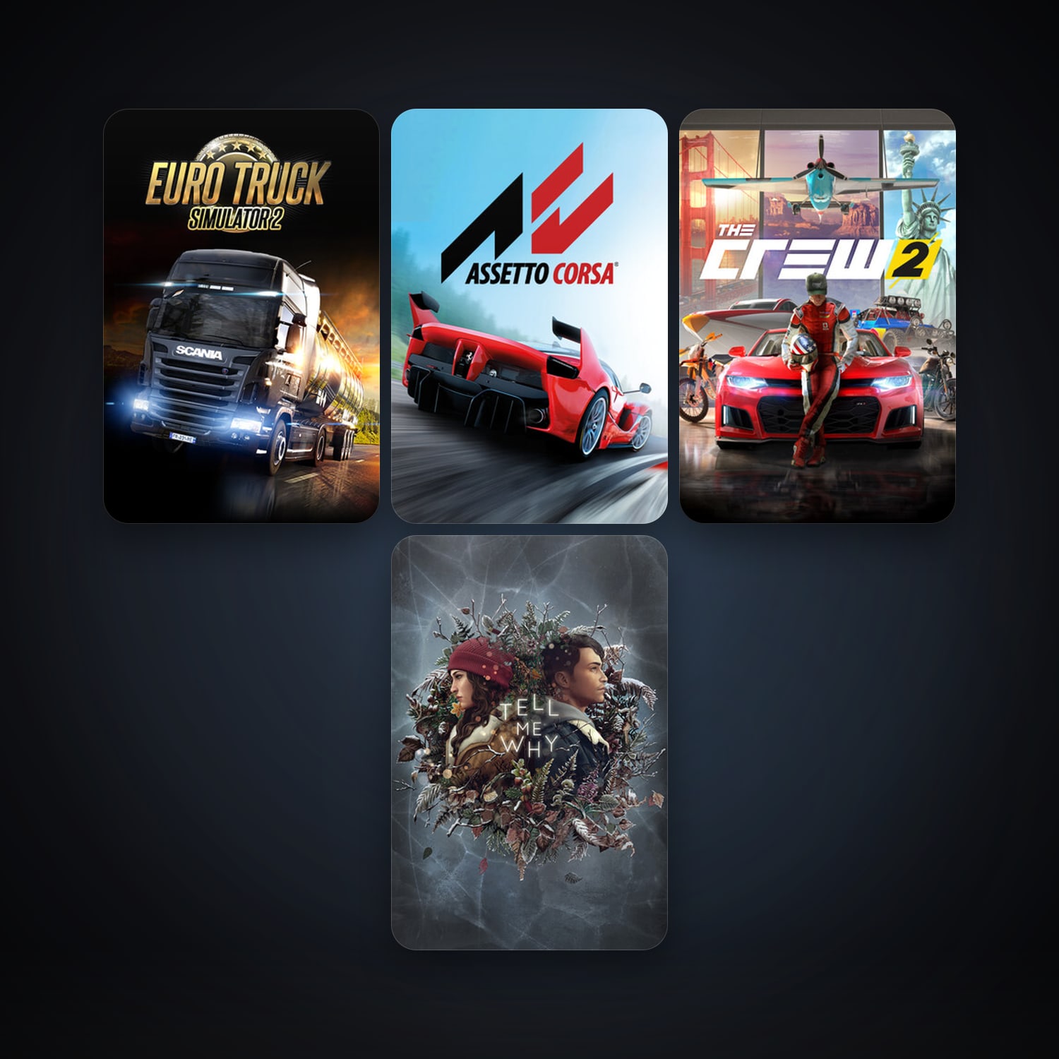 Euro Truck Simulator 2 + Assetto Corsa, 7 games, clean — HabibiAccounts