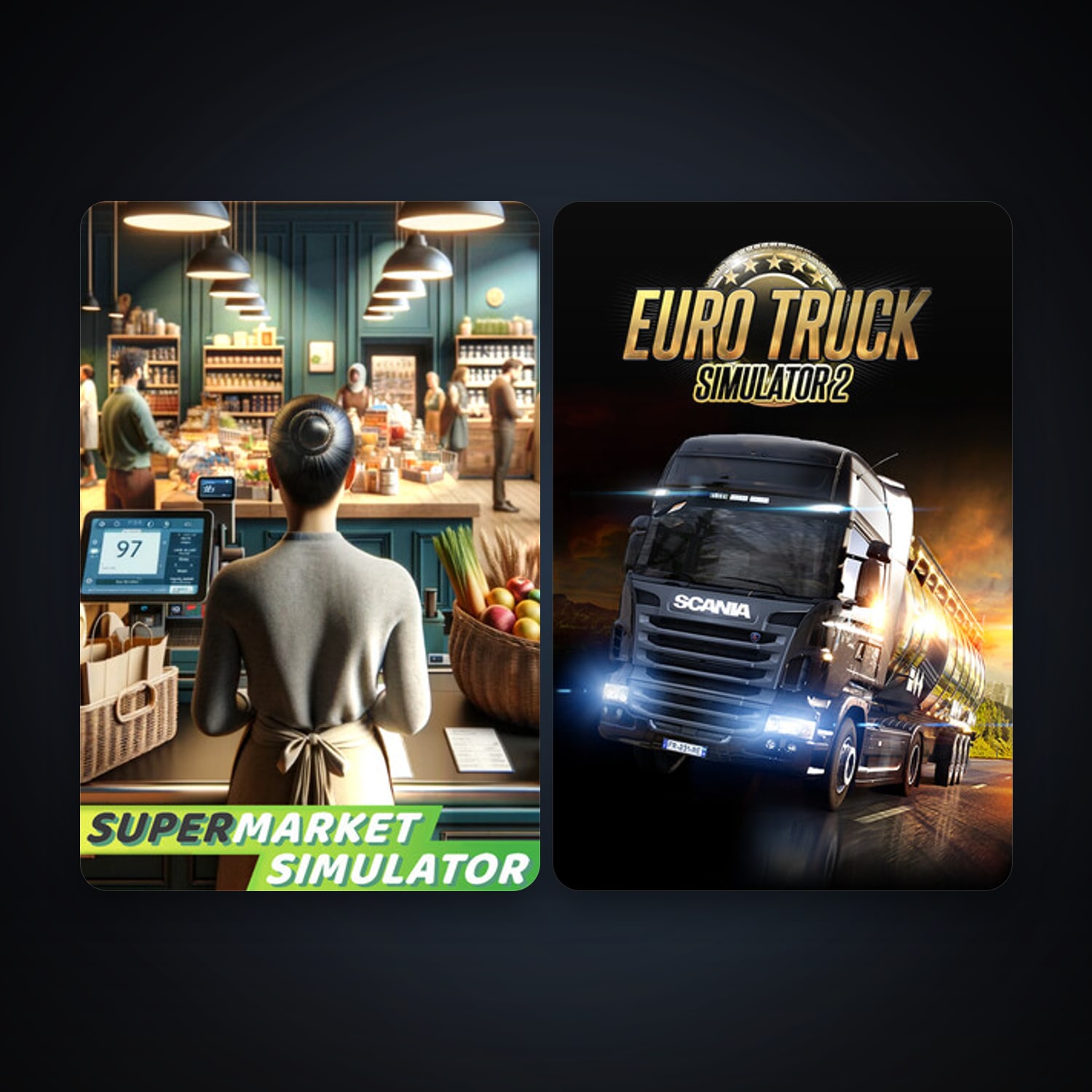 Euro Truck Simulator 2 + Supermarket Simulator, 6 games, clean — HabibiAccounts