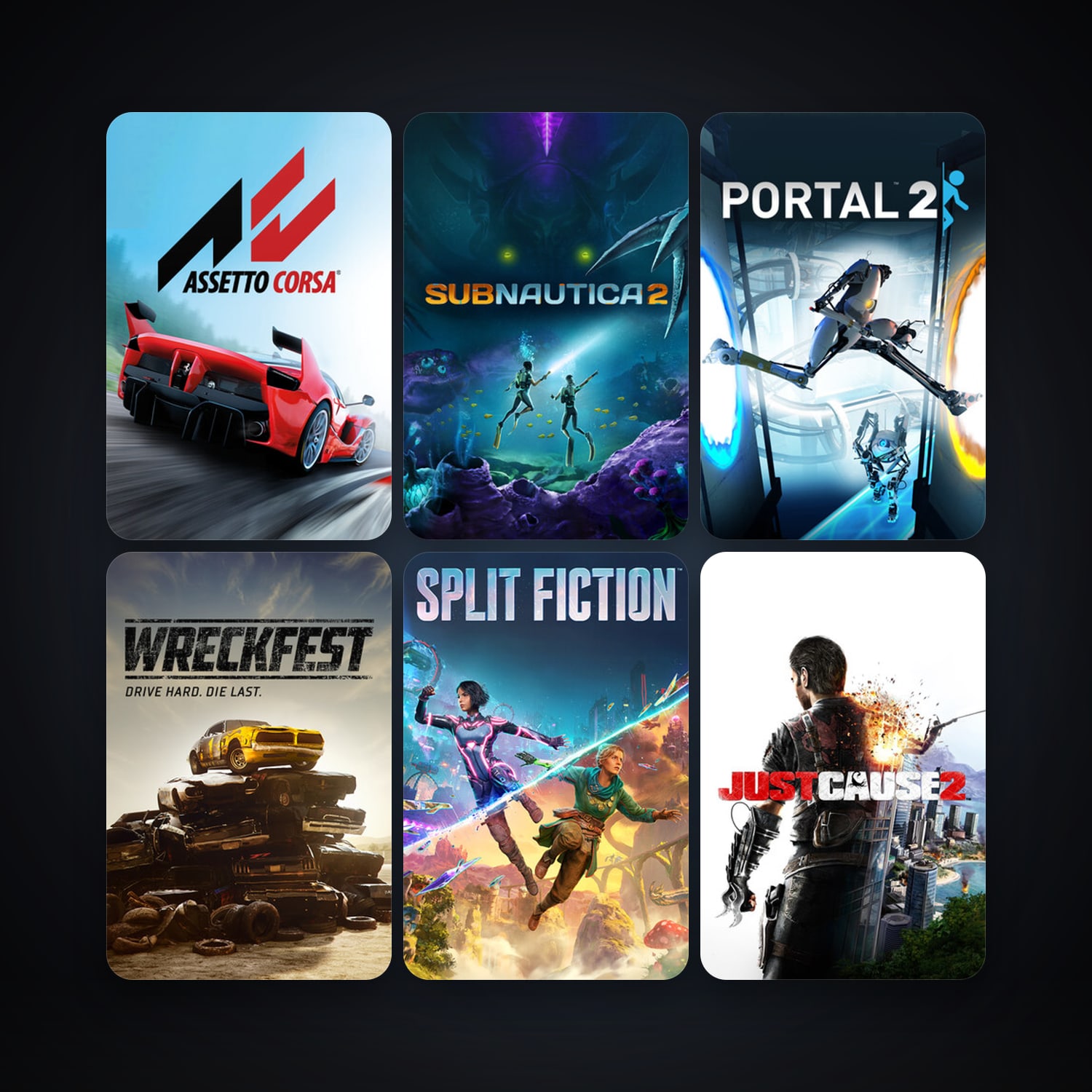 Portal 2 + Just Cause 2, 12 games, clean — HabibiAccounts