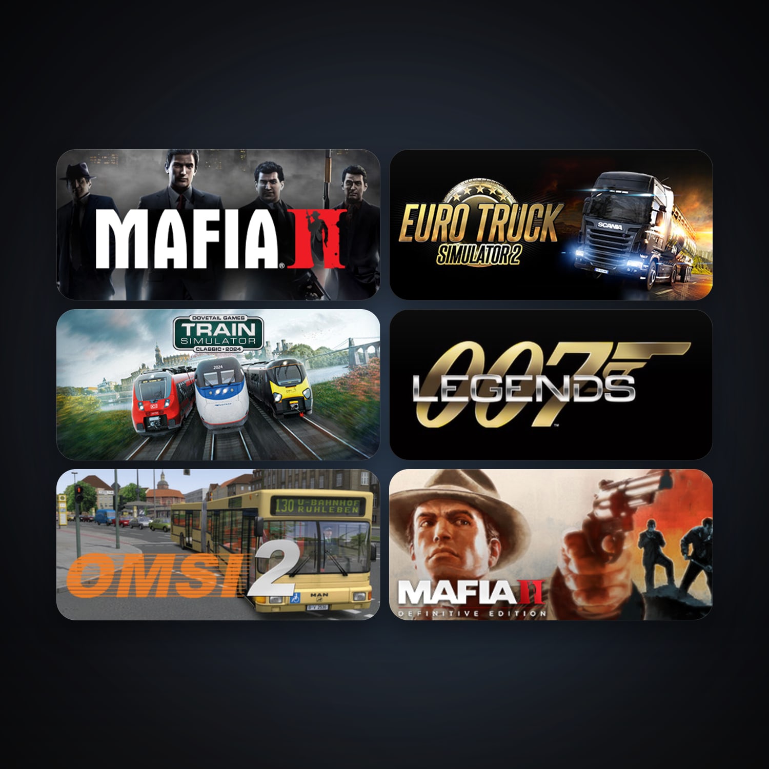 Train Simulator Classic + Mafia II, 7 games, clean — HabibiAccounts
