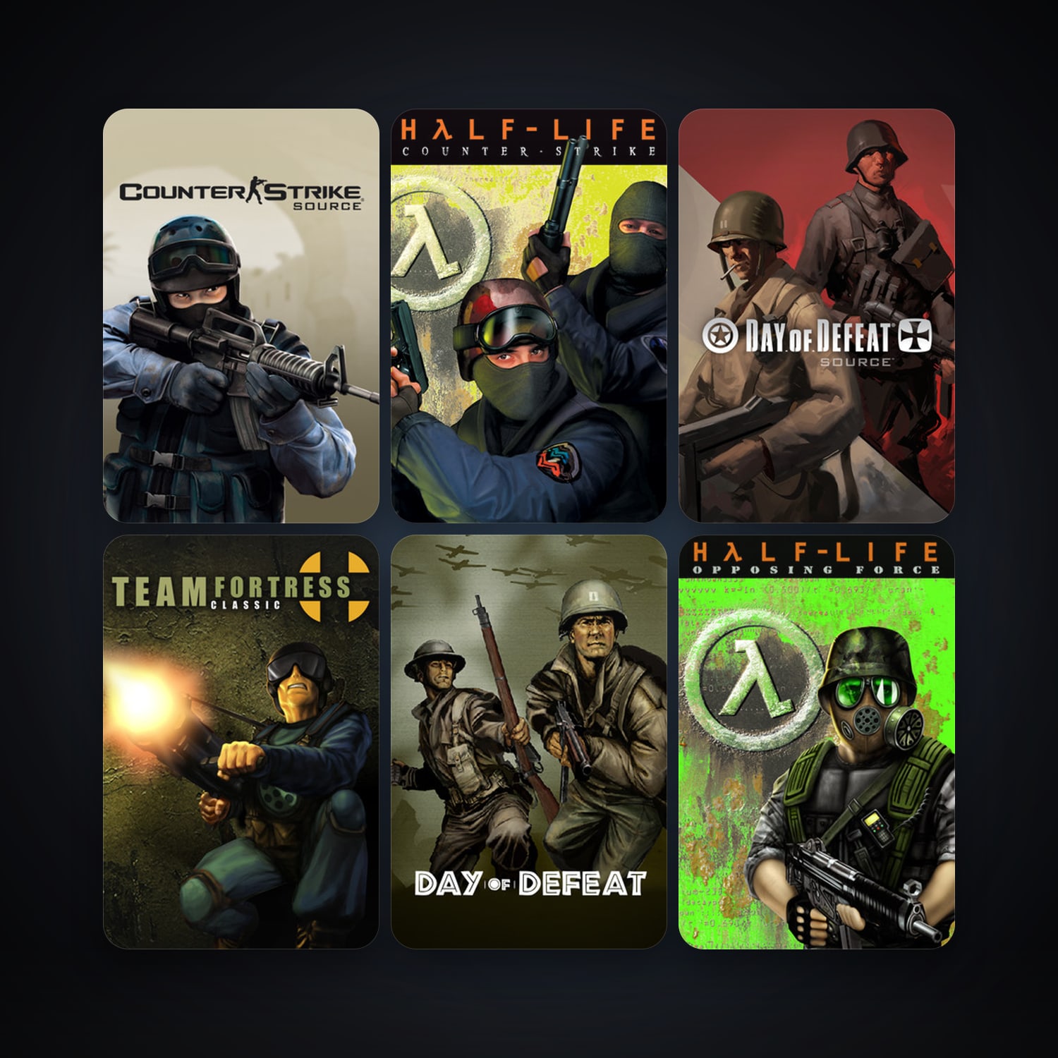 Counter-Strike + Team Fortress Classic, 16 games, Steam 10, clean — HabibiAccounts