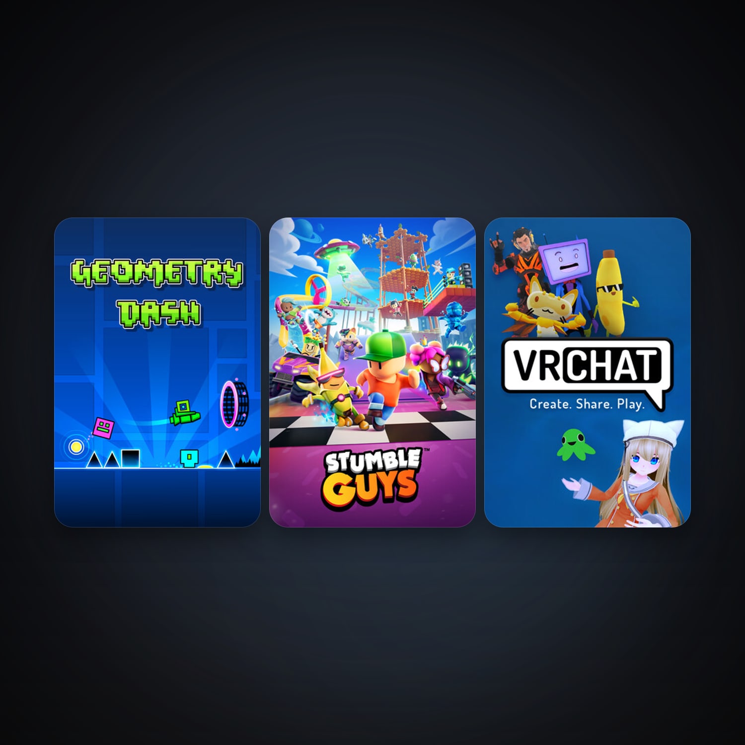 Geometry Dash + VRChat, 6 games, clean — HabibiAccounts