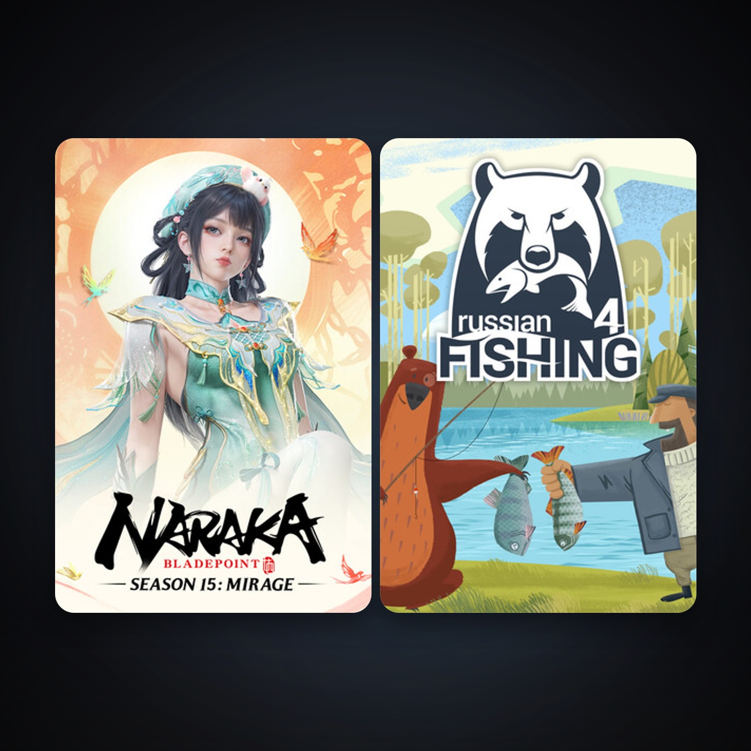 Russian Fishing 4 + NARAKA: BLADEPOINT, 5 games, clean — HabibiAccounts
