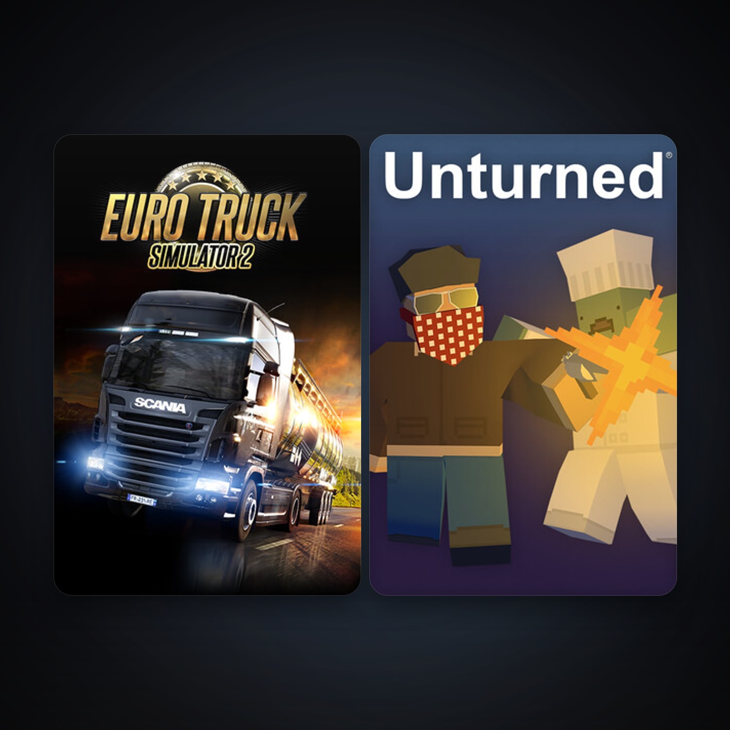 Euro Truck Simulator 2 + Unturned, 6 games, clean — HabibiAccounts