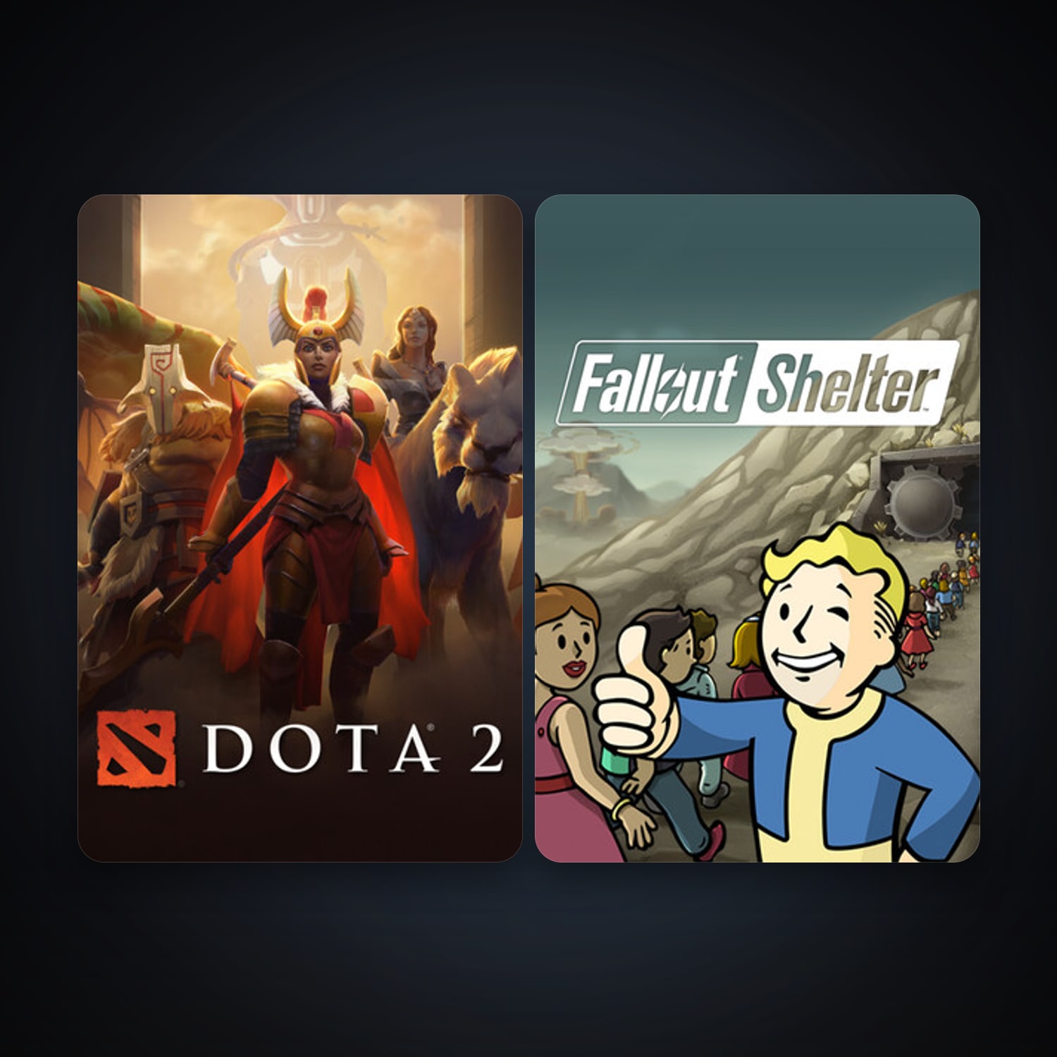 Dota 2 + Fallout Shelter, 5 games, clean — HabibiAccounts