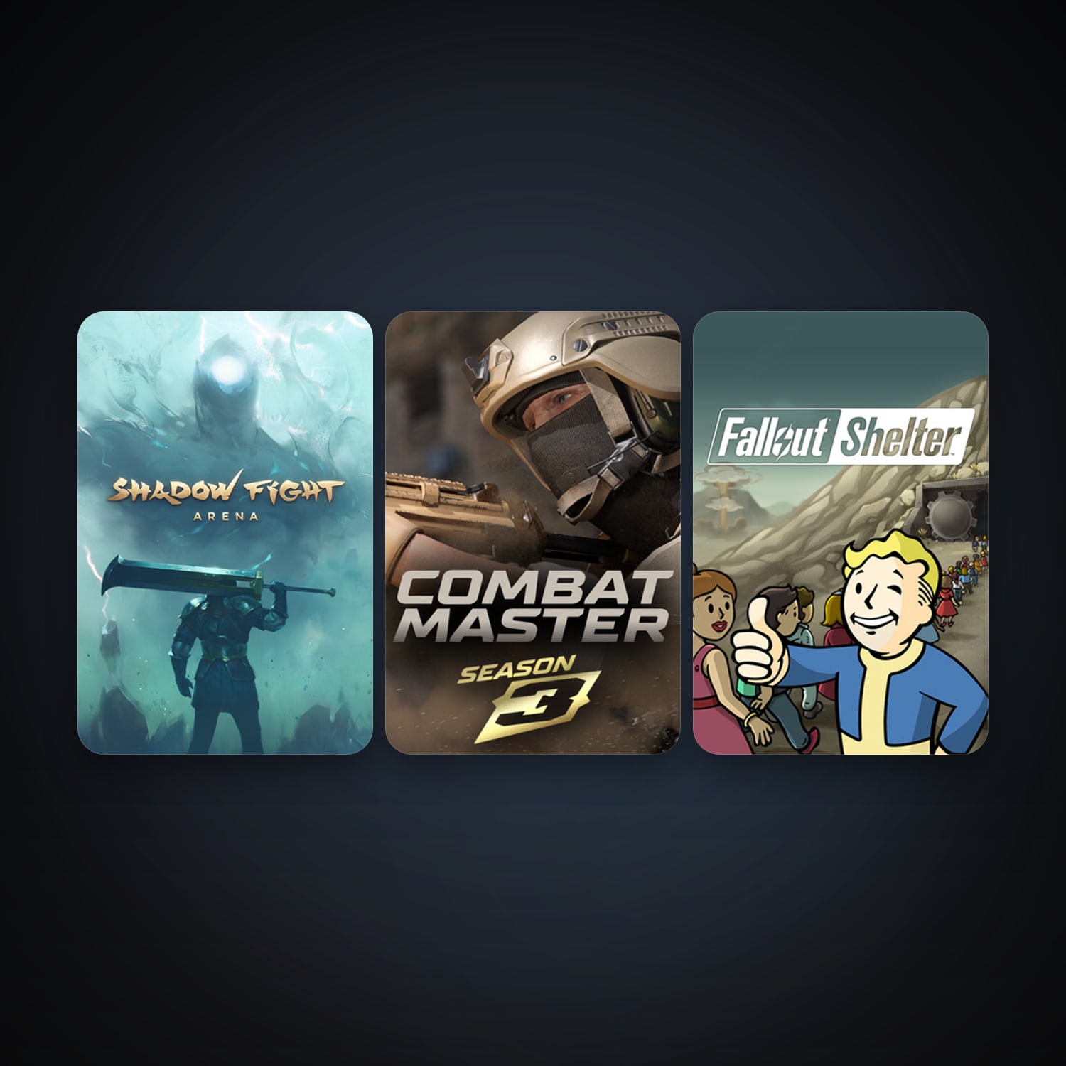 Fallout Shelter + Shadow Fight Arena, 4 games, clean — HabibiAccounts