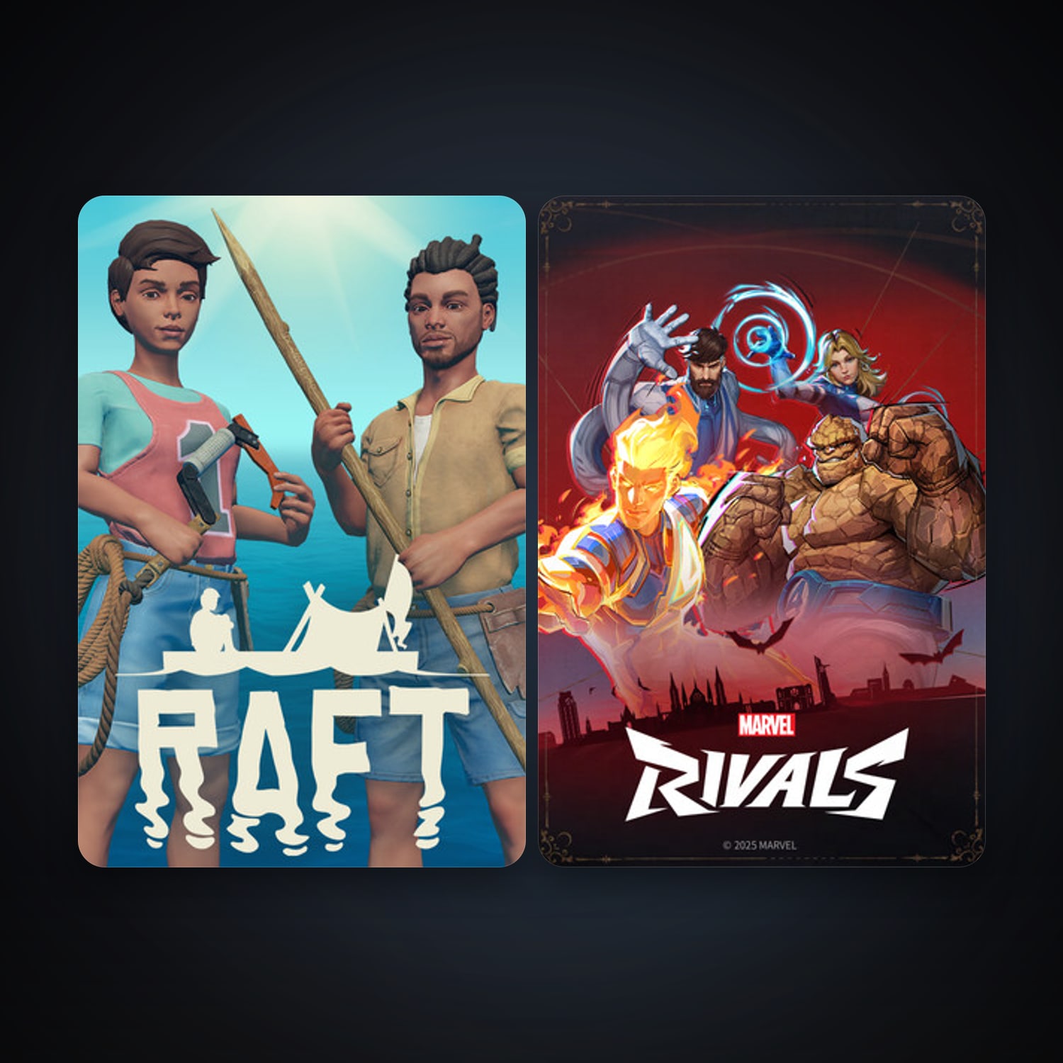 Raft + Marvel Rivals, 2 games, clean — HabibiAccounts
