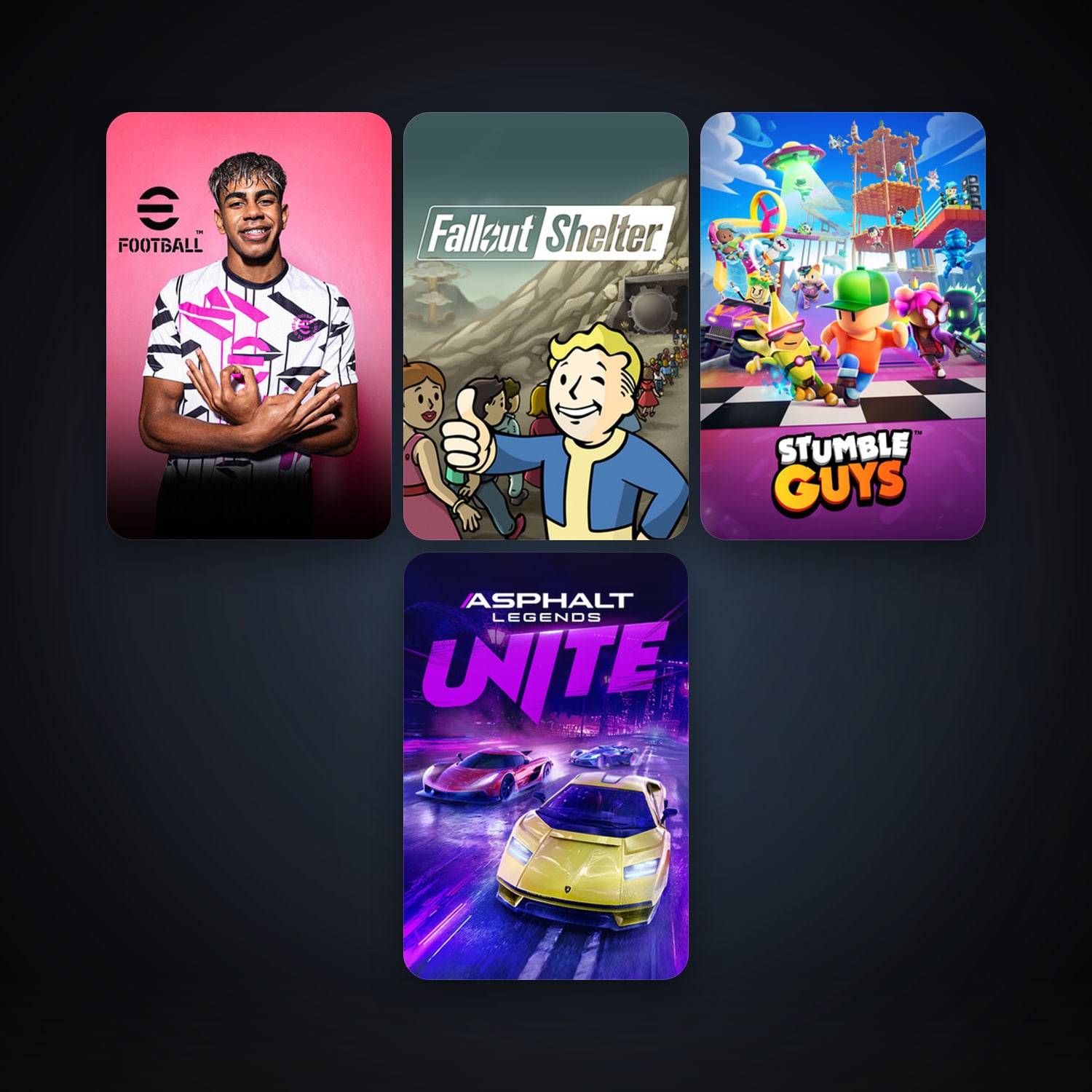 Fallout Shelter + eFootball 2024, 7 games, clean — HabibiAccounts