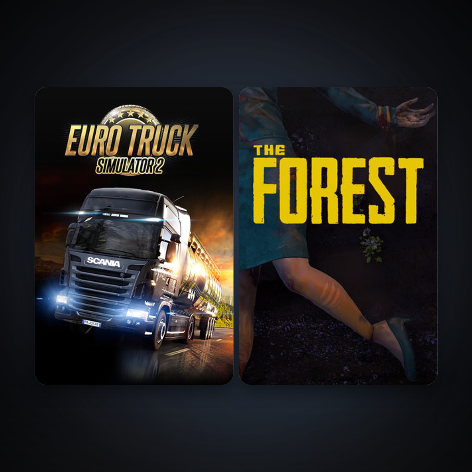 Euro Truck Simulator 2 + The Forest, 2 games, clean — HabibiAccounts