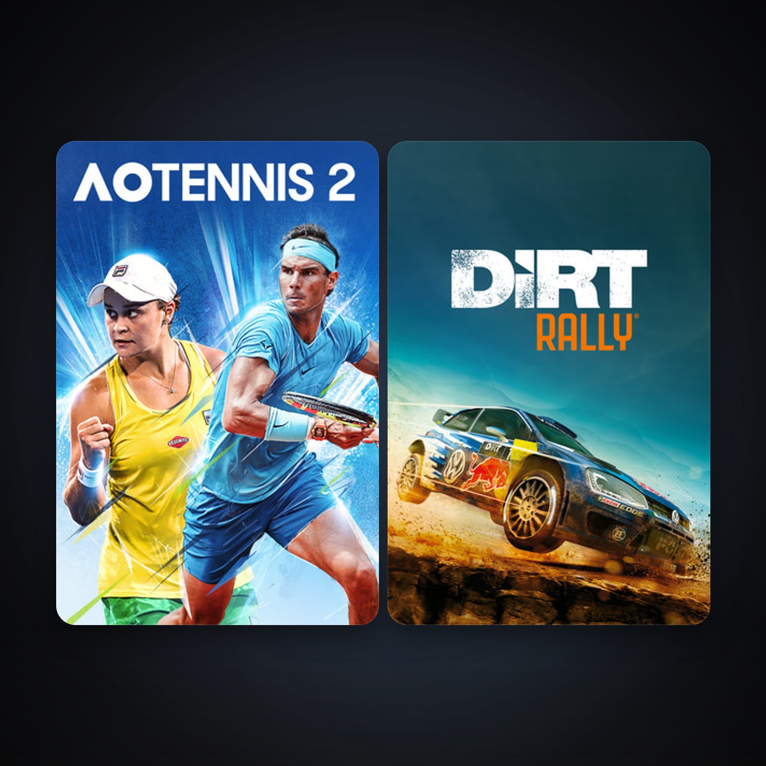 DiRT Rally + AO Tennis 2, 3 games, clean — HabibiAccounts