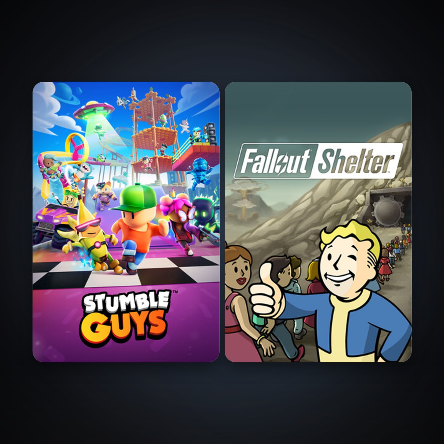 Fallout Shelter + Stumble Guys, 3 games, clean — HabibiAccounts
