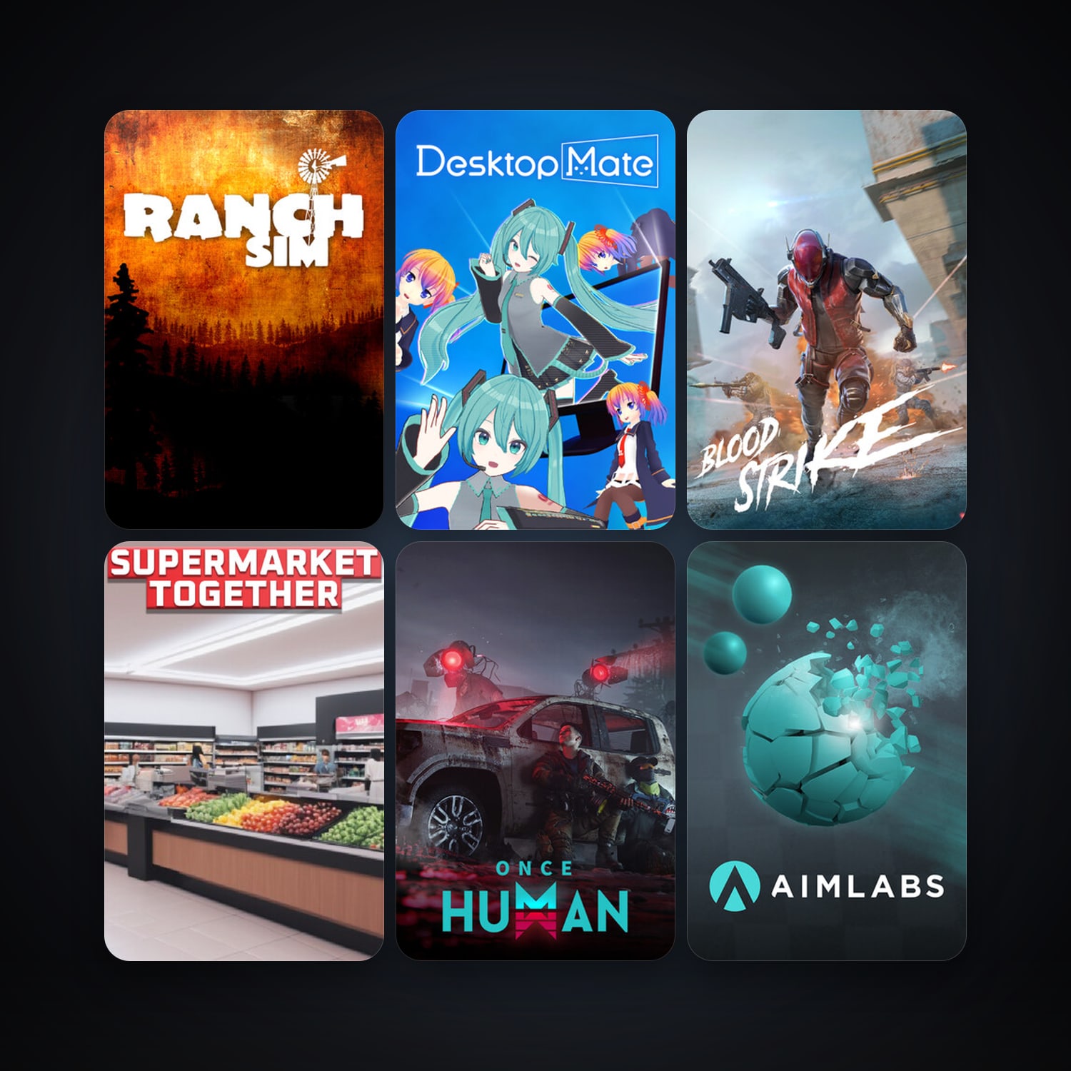 Aimlabs + Ranch Simulator - The Realistic Multiplayer Agriculture Management Sandbox; Farm, Harvest, Hunt & Build, 14 games, clean — HabibiAccounts