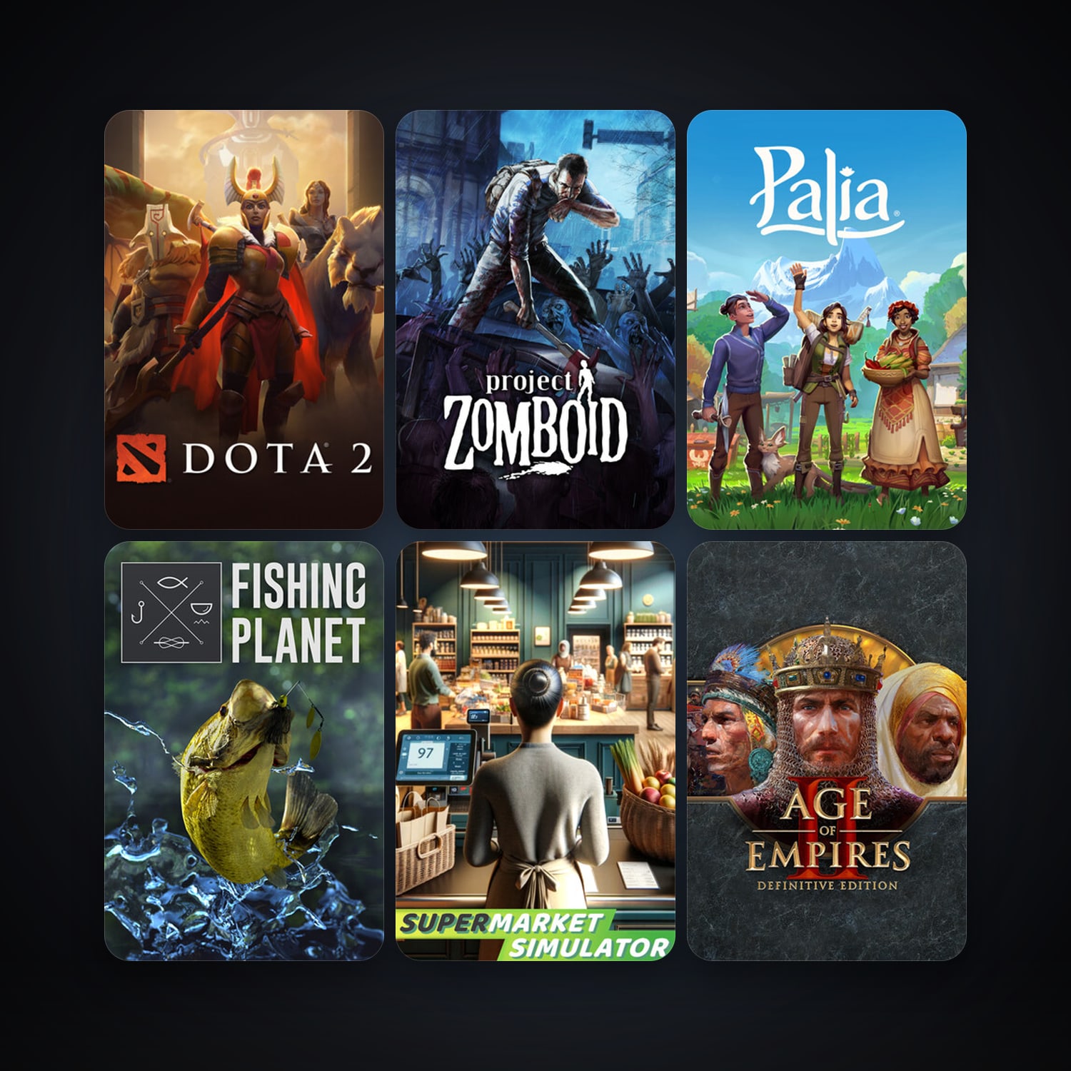 Dota 2 + Project Zomboid, 22 games, clean — HabibiAccounts