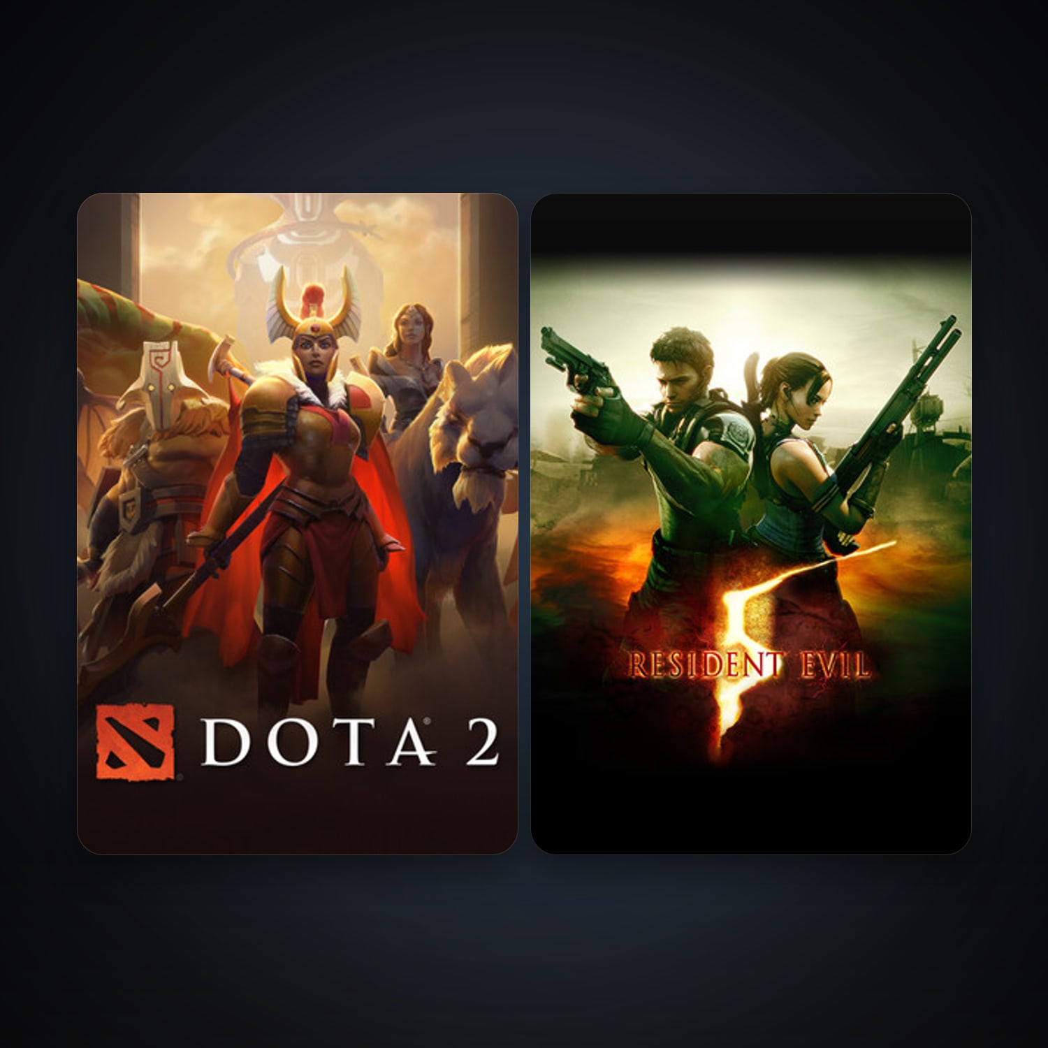 Dota 2 + Resident Evil 5, 4 games, clean — HabibiAccounts
