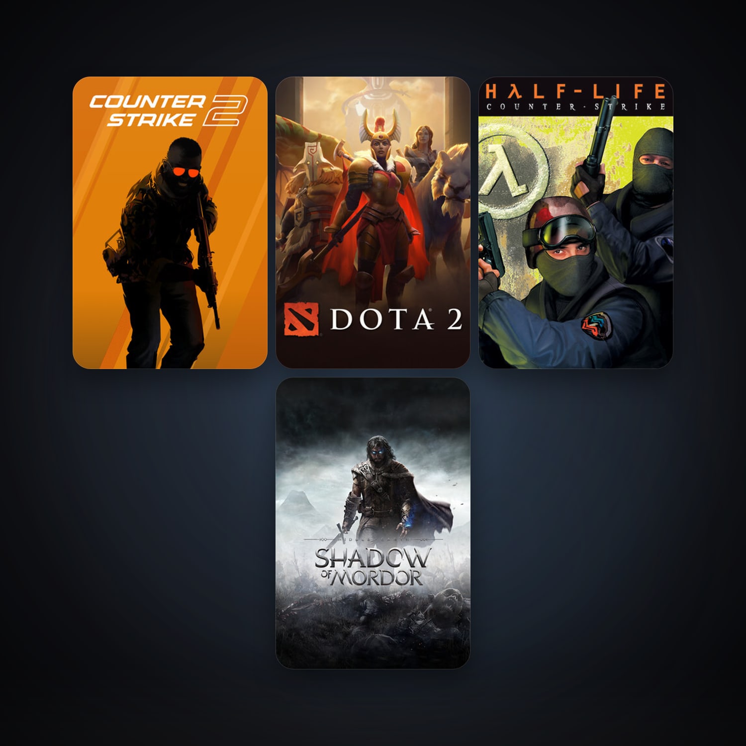 Counter-Strike + Dota 2, 7 games, Steam 10, clean — HabibiAccounts