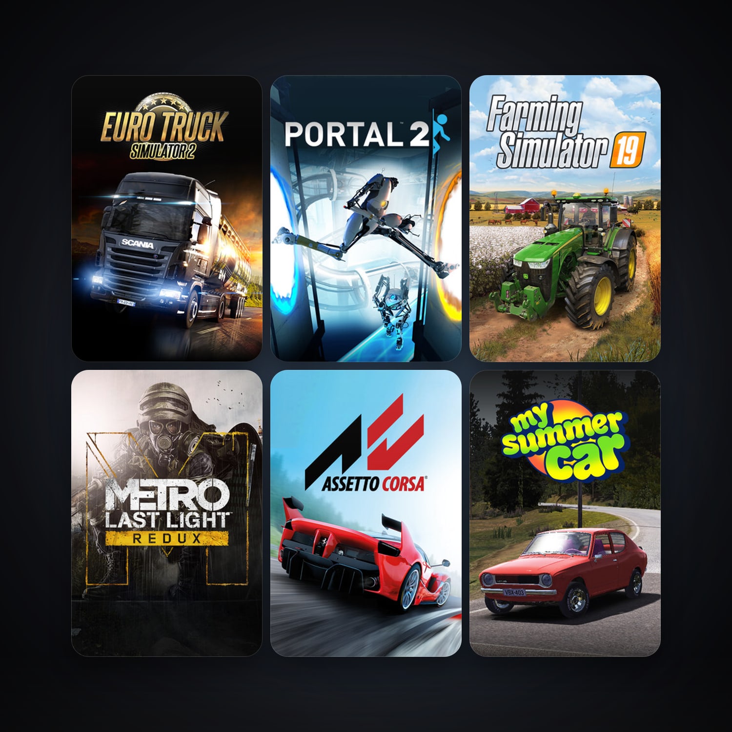 Portal 2 + RaceRoom Racing Experience, 12 games, clean — HabibiAccounts