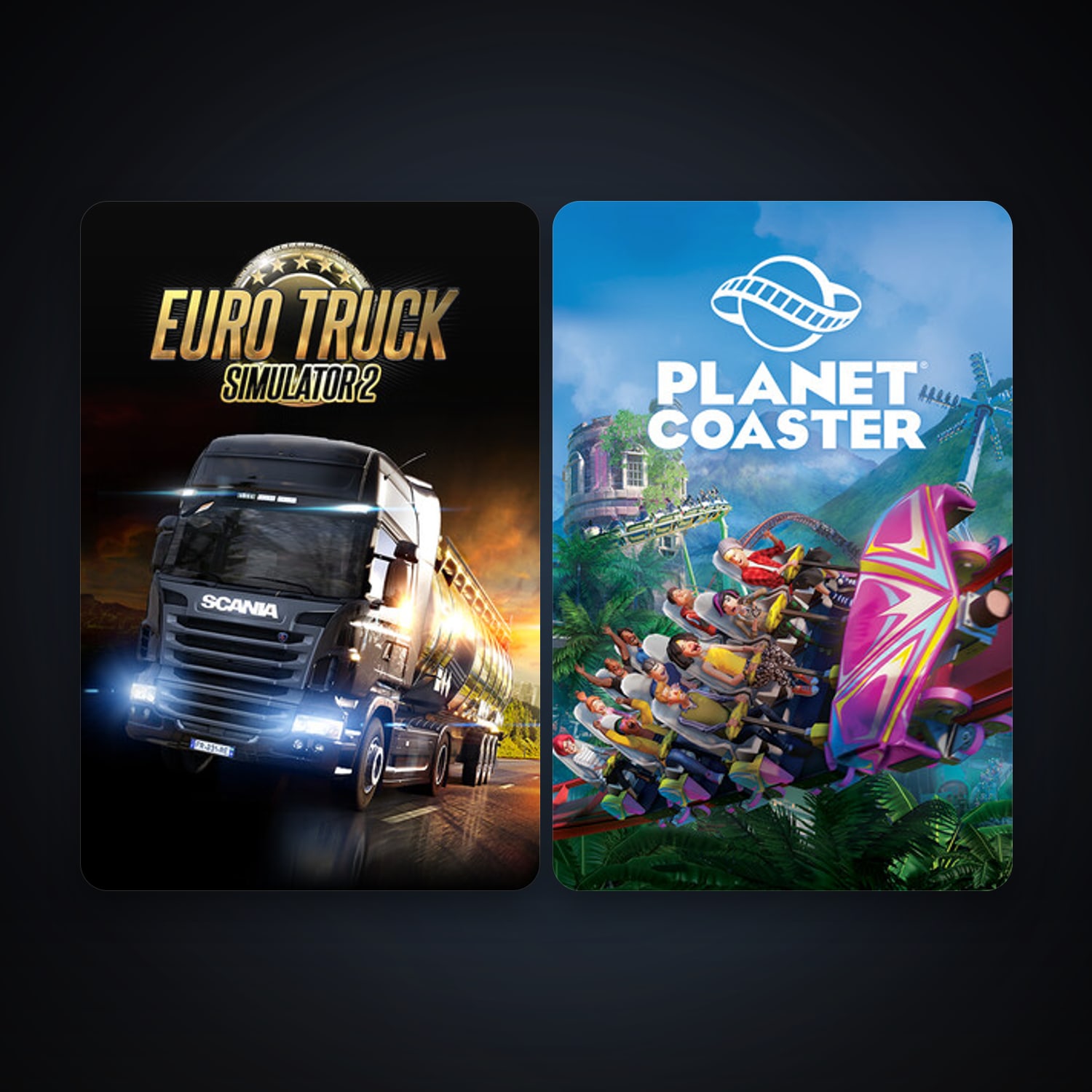 Euro Truck Simulator 2 + Planet Coaster, 2 games, clean — HabibiAccounts