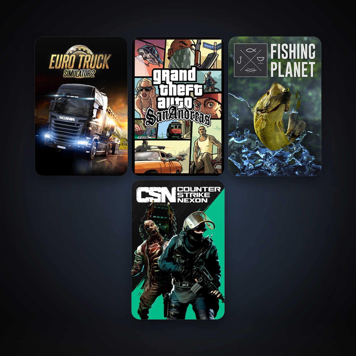 Grand Theft Auto: San Andreas + Euro Truck Simulator 2, 7 games, clean — HabibiAccounts