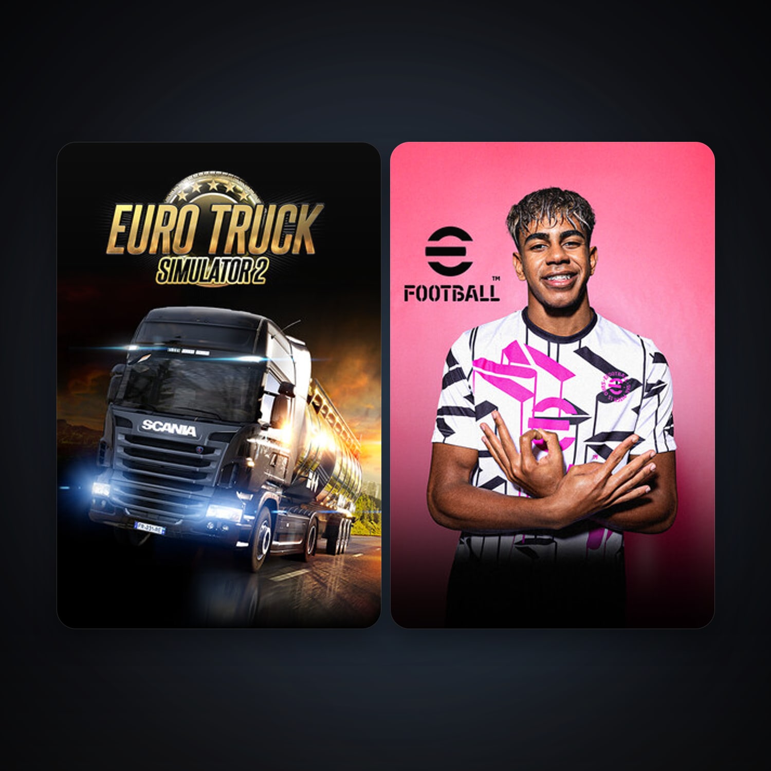 Euro Truck Simulator 2 + eFootball 2024, 3 games, clean — HabibiAccounts