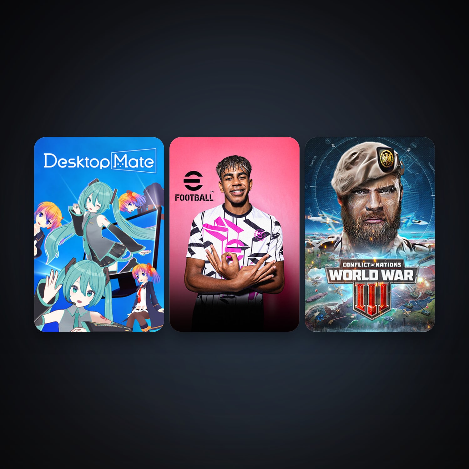 CONFLICT OF NATIONS: WORLD WAR 3 + eFootball 2024, 4 games, clean — HabibiAccounts