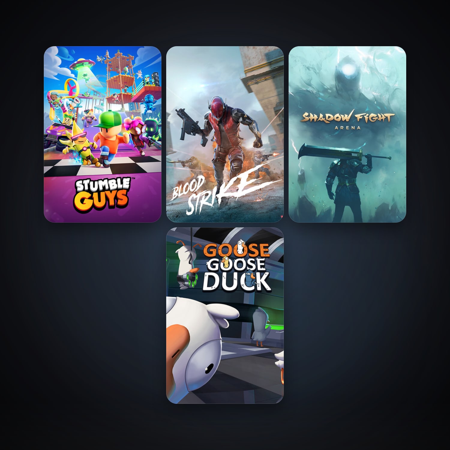 Shadow Fight Arena + Goose Goose Duck, 12 games, clean — HabibiAccounts