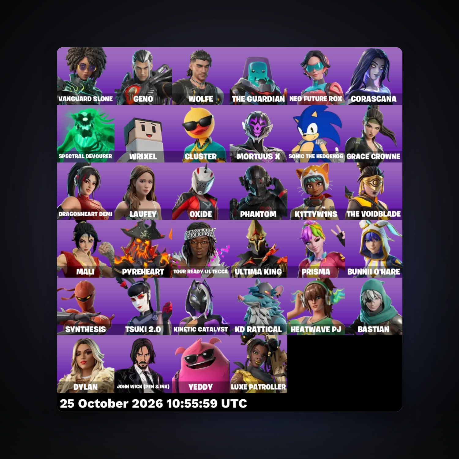 حساب فورتنايت Sonic the Hedgehog وVanguard Slone، لوكر 34 سكن، 350 فيبوكس، لفل 417، 149 فوز — HabibiAccounts