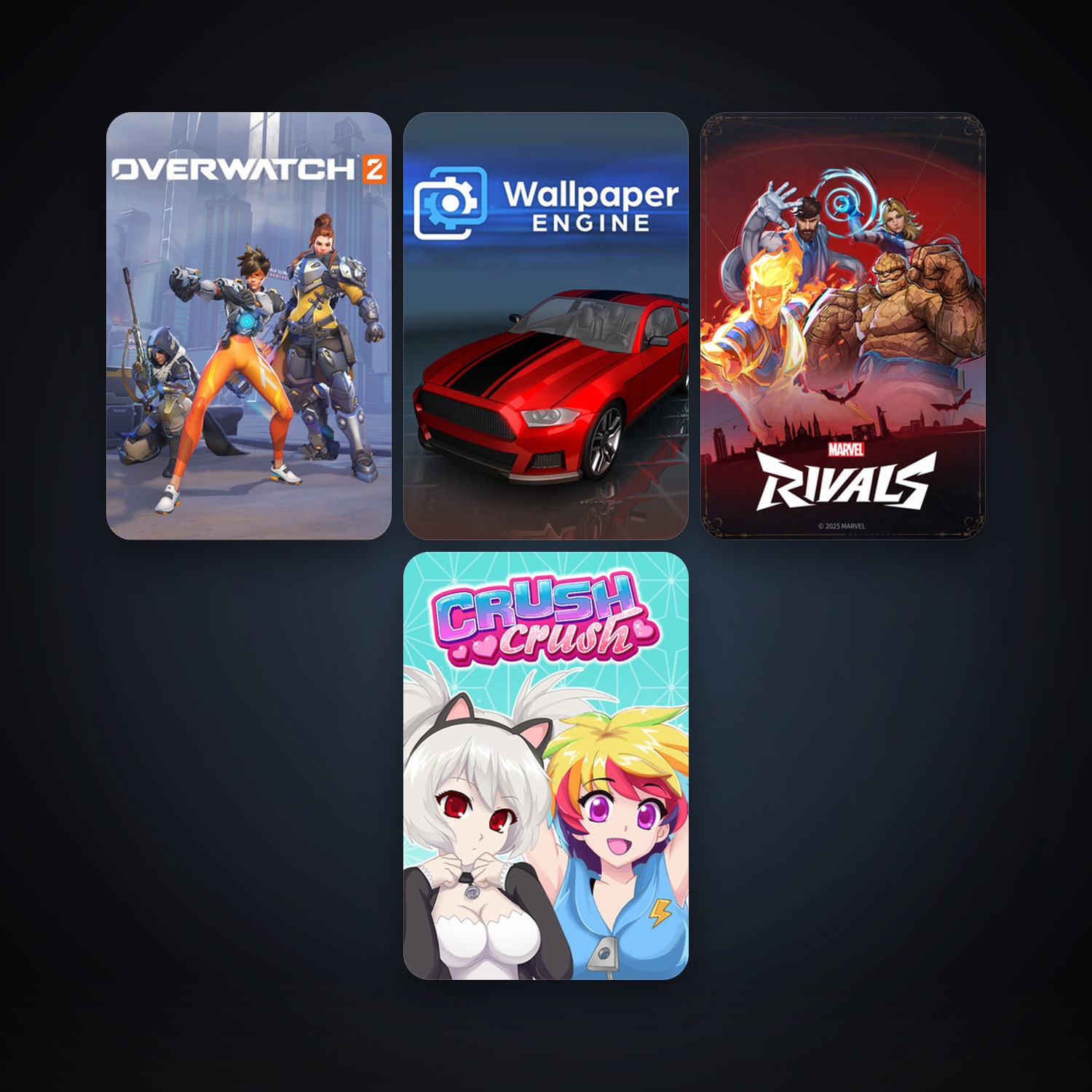 Wallpaper Engine + Crush Crush, 7 games, clean — HabibiAccounts