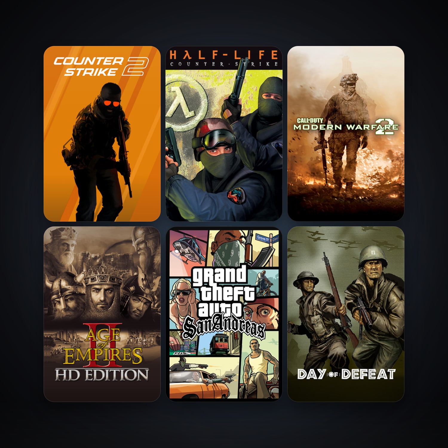 Counter-Strike + Day of Defeat, 15 games, Steam 10, clean — HabibiAccounts