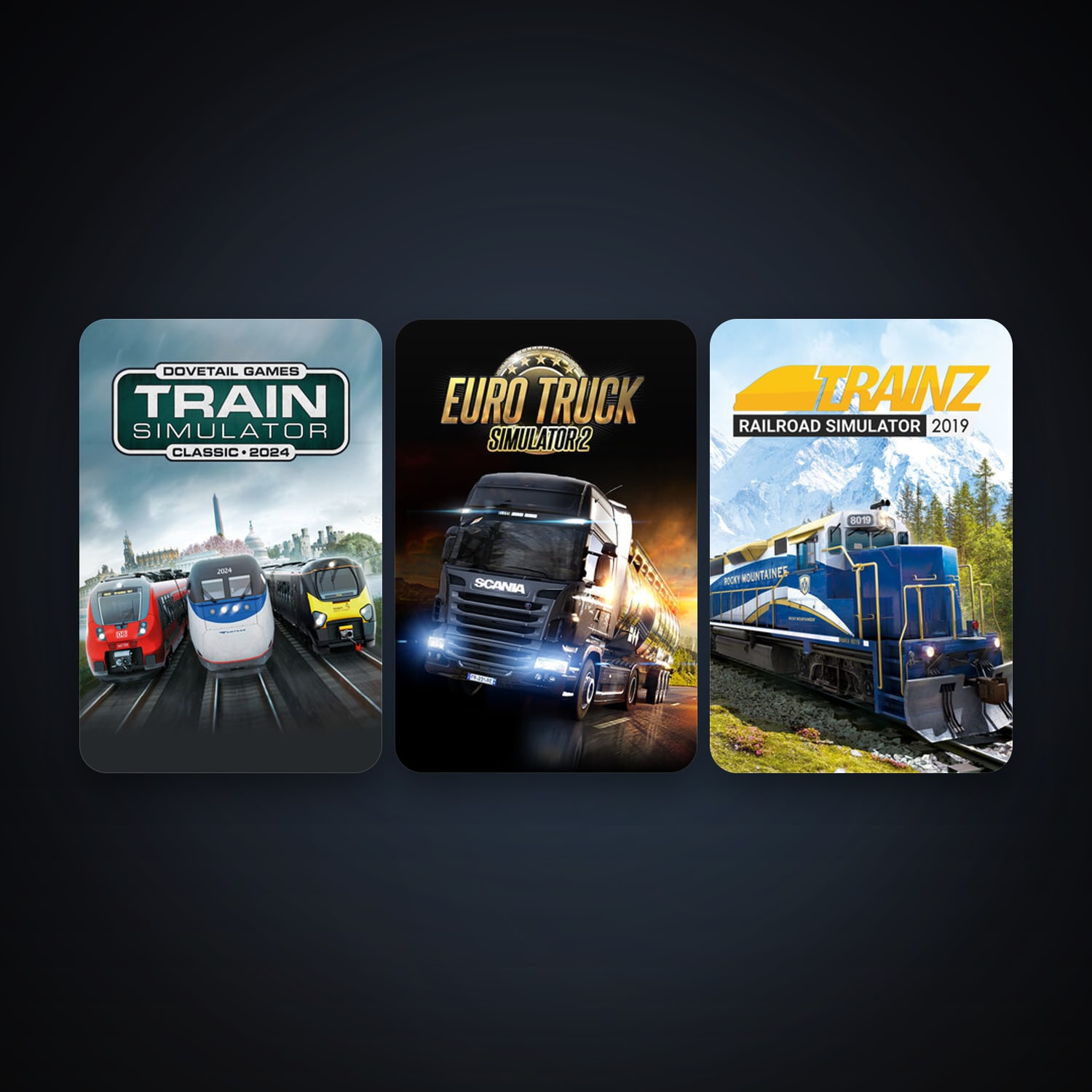 Train Simulator Classic + Euro Truck Simulator 2, 7 games, clean — HabibiAccounts