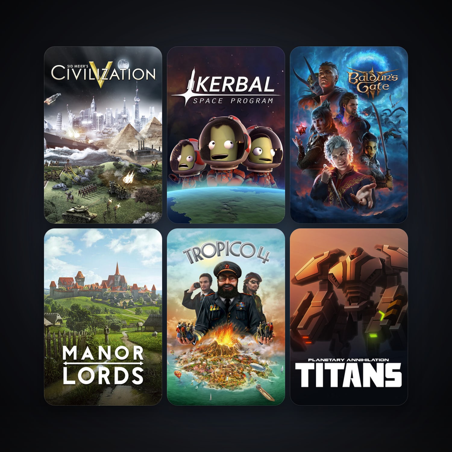 Sid Meier's Civilization V + Tropico 4, 9 games, clean — HabibiAccounts