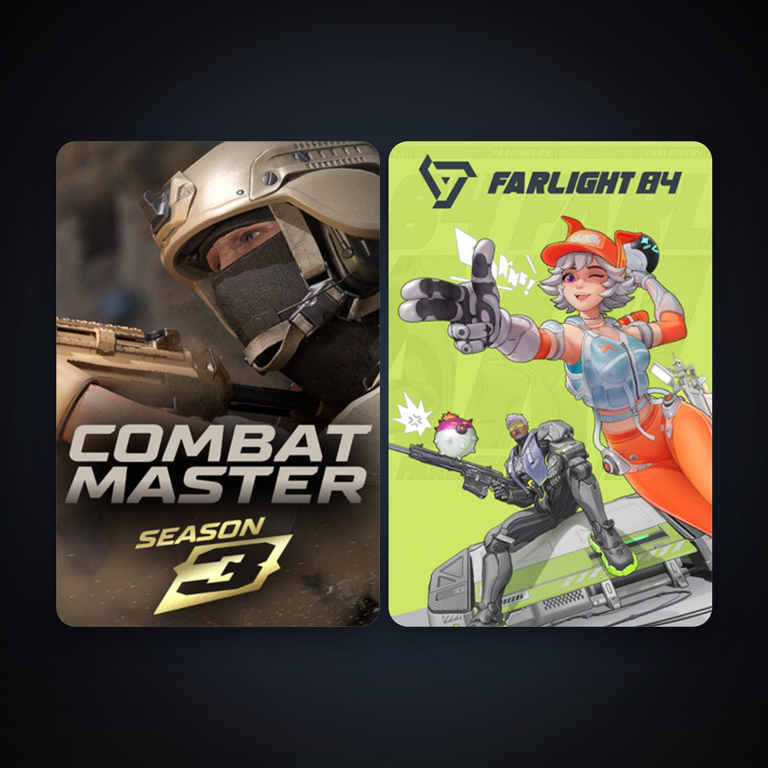 Farlight 84 + Combat Master: Season 1, 4 games, clean — HabibiAccounts