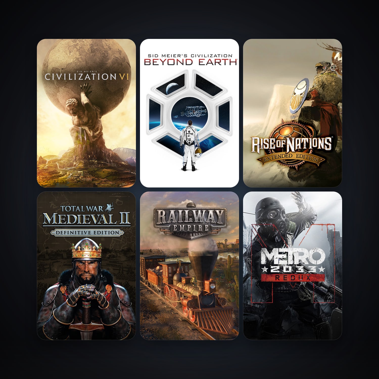 Medieval II: Total War + Railroad Tycoon 3, 17 games, clean — HabibiAccounts