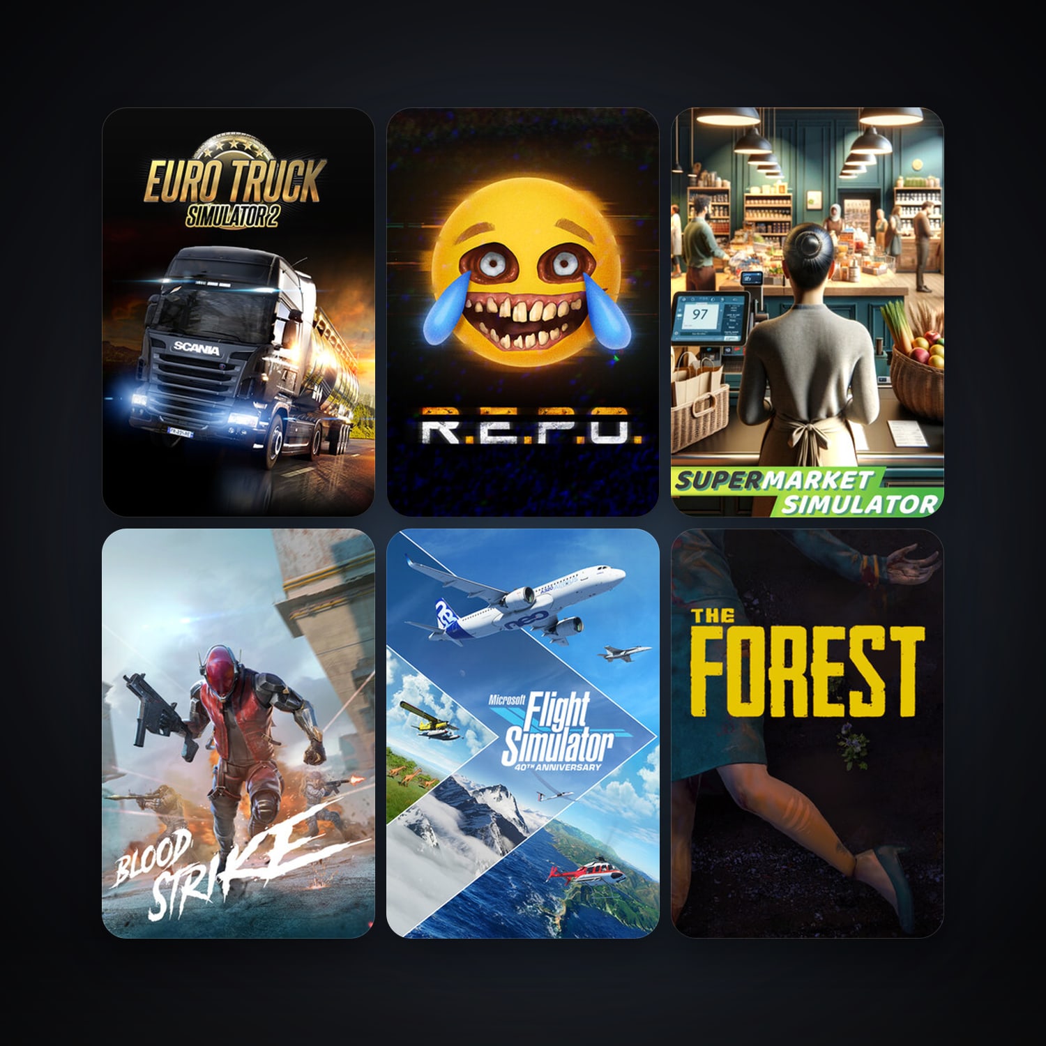Euro Truck Simulator 2 + The Forest, 51 games, clean — HabibiAccounts