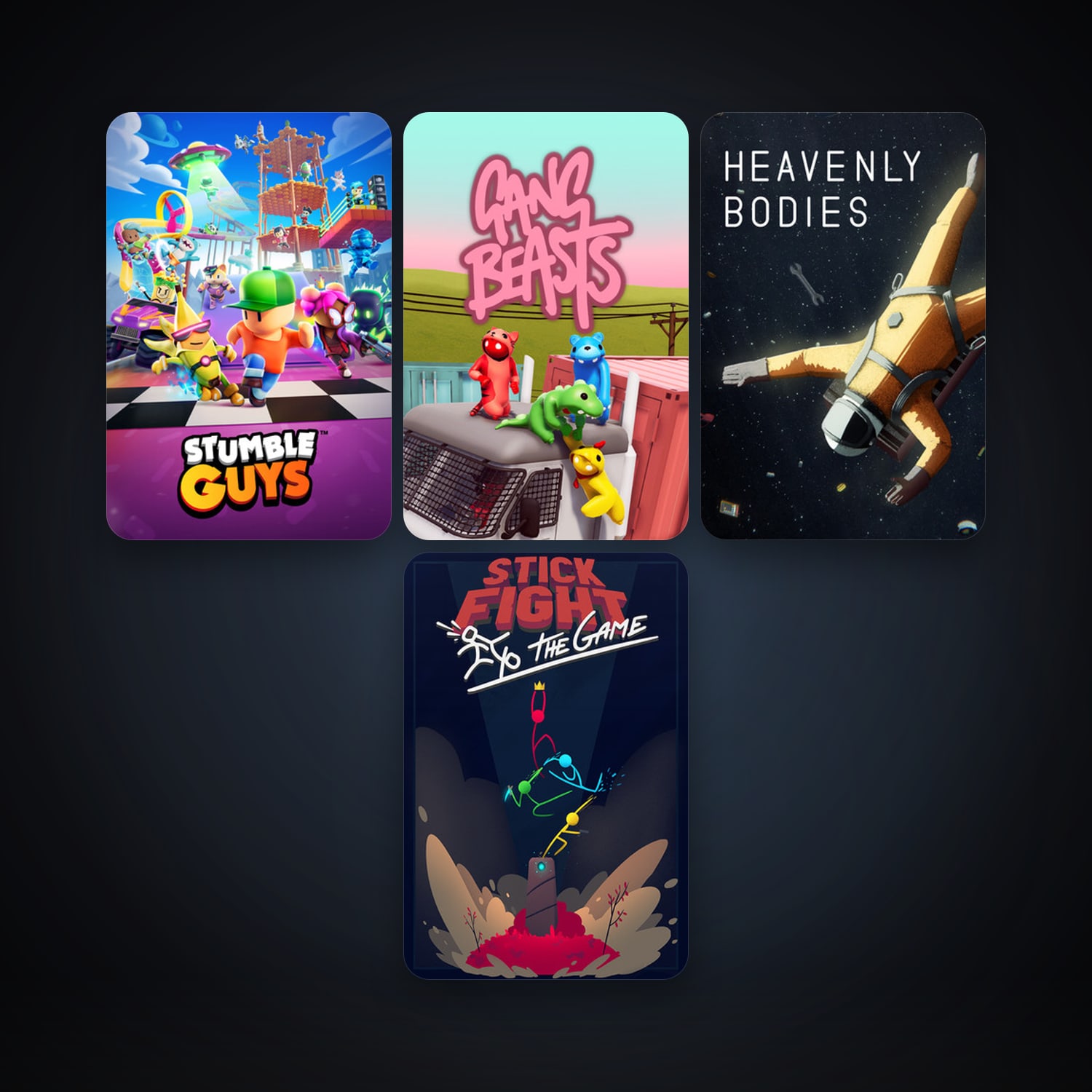 Gang Beasts + Stick Fight: The Game, 6 games, clean — HabibiAccounts