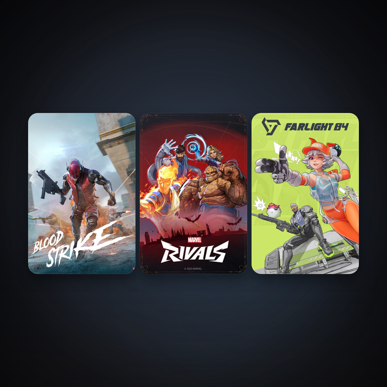 Farlight 84 + Marvel Rivals, 4 games, clean — HabibiAccounts