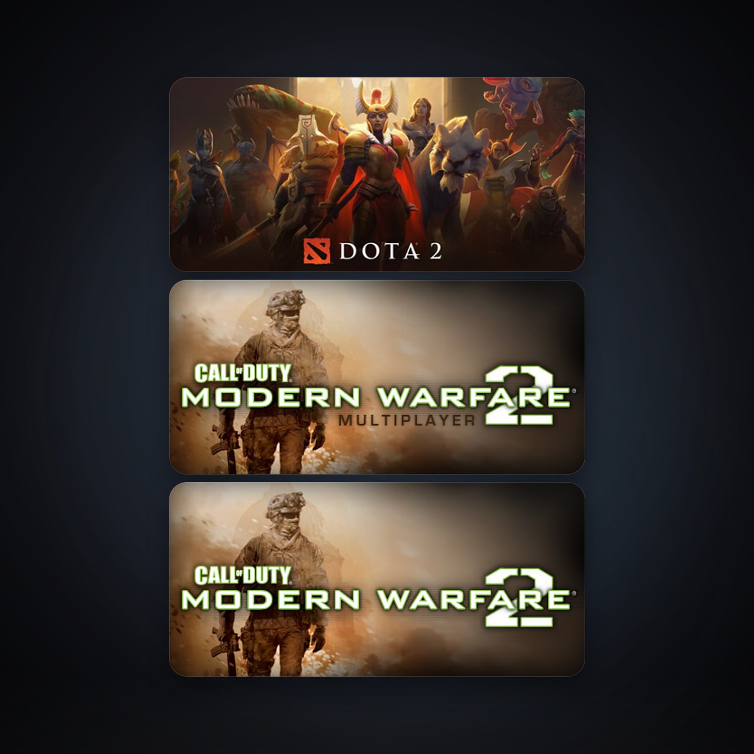 Dota 2 + Call of Duty: Modern Warfare 2 (2009), 3 games, clean — HabibiAccounts