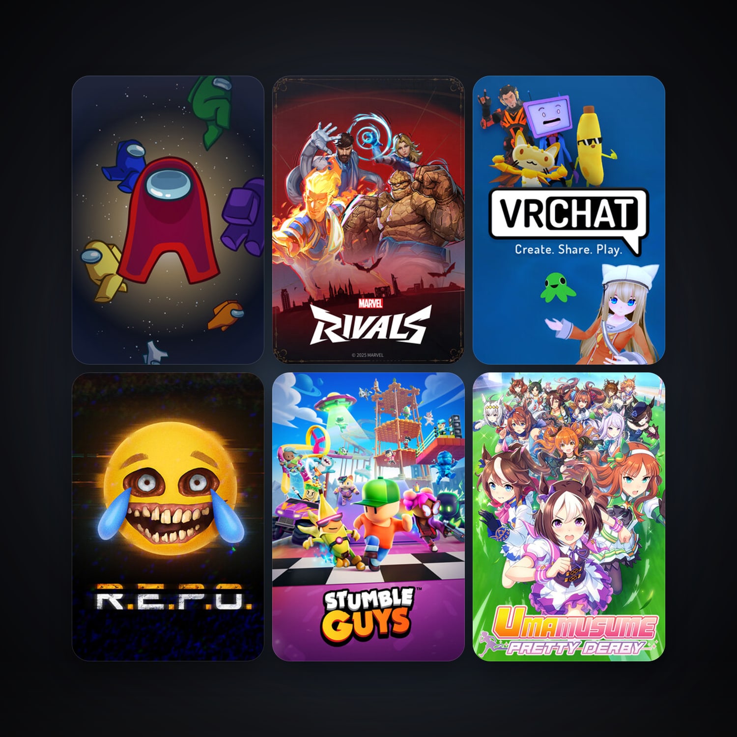 VRChat + Among Us, 11 games, clean — HabibiAccounts