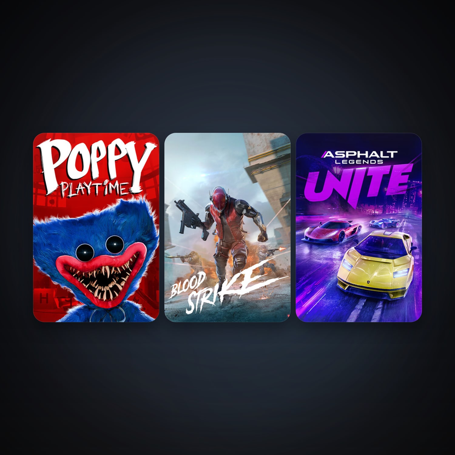 Poppy Playtime + Asphalt Legends Unite, 6 games, clean — HabibiAccounts