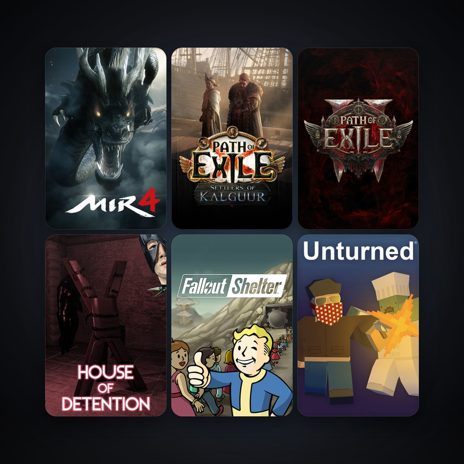 Path of Exile + Unturned, 7 games, clean — HabibiAccounts